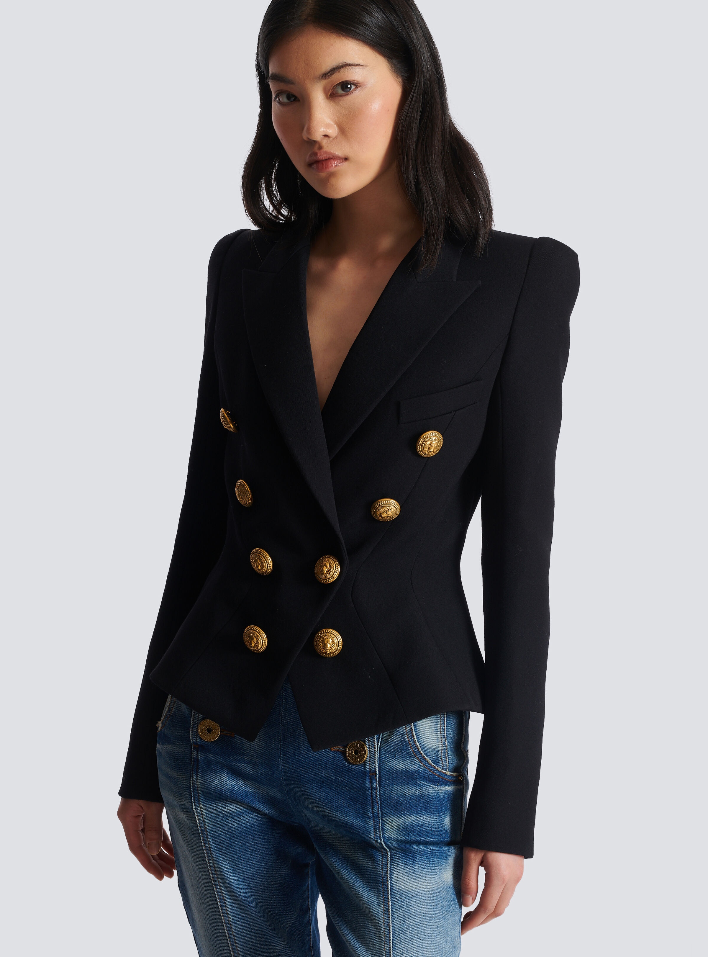 8-button cinched-waist jacket - 7