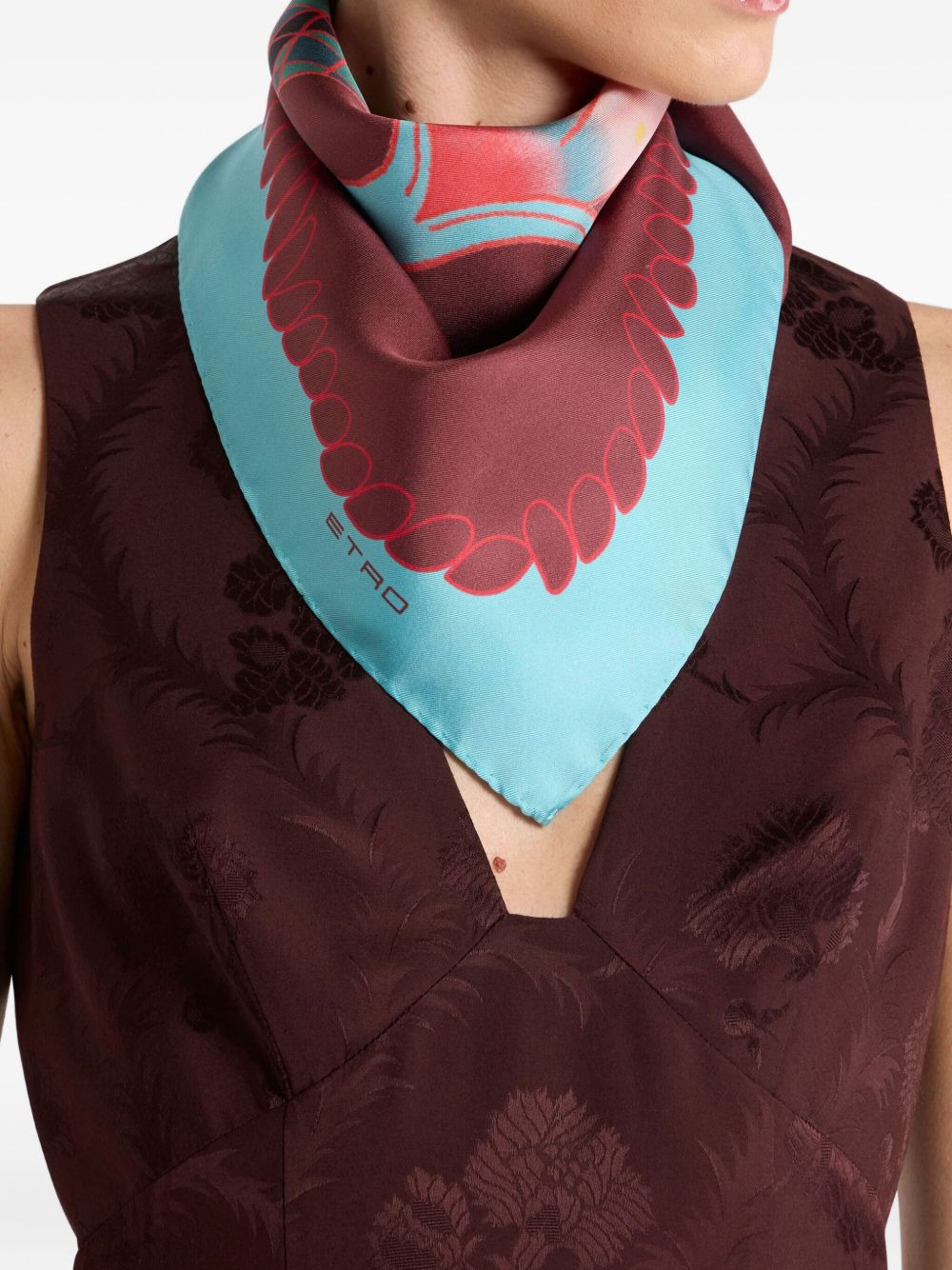 placed-motif silk scarf - 2