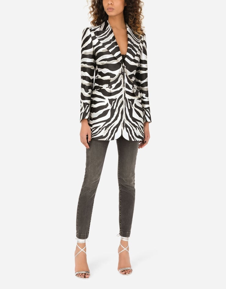 Zebra-design lamé jacquard Turlington jacket - 6