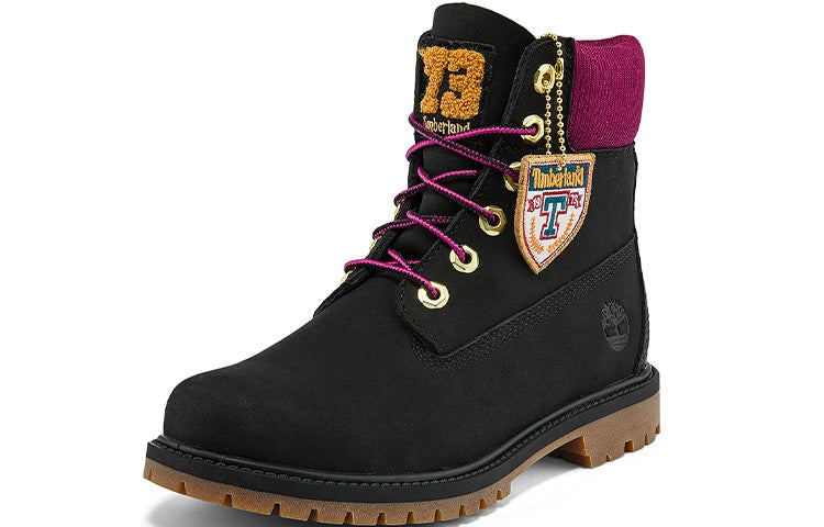 (WMNS) Timberland Heritage 6 Inch Waterproof Boots 'Black Nubuck with Pink' A44KXW - 3