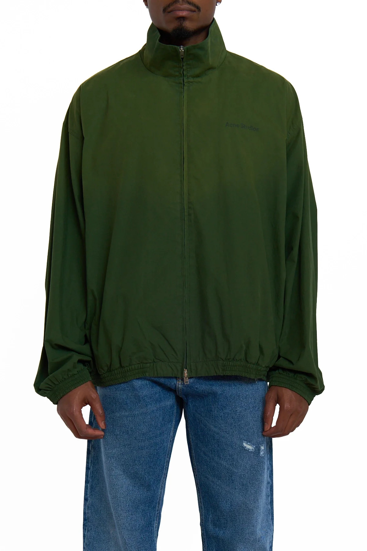 Acne Studios Logo Zipper Jacket Forest Green - 3