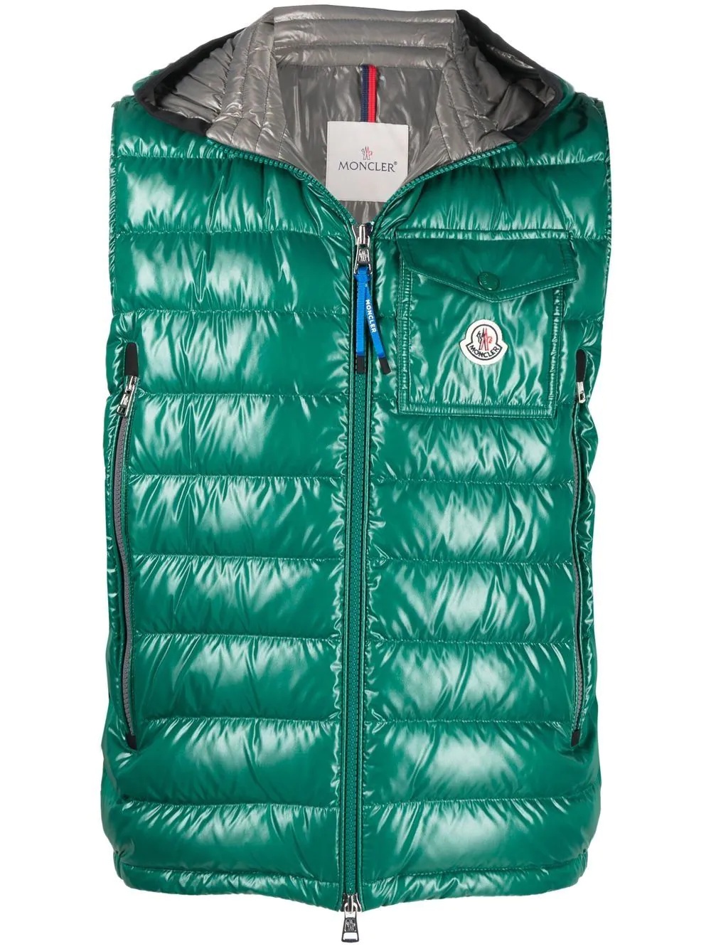 logo-patch padded vest - 1