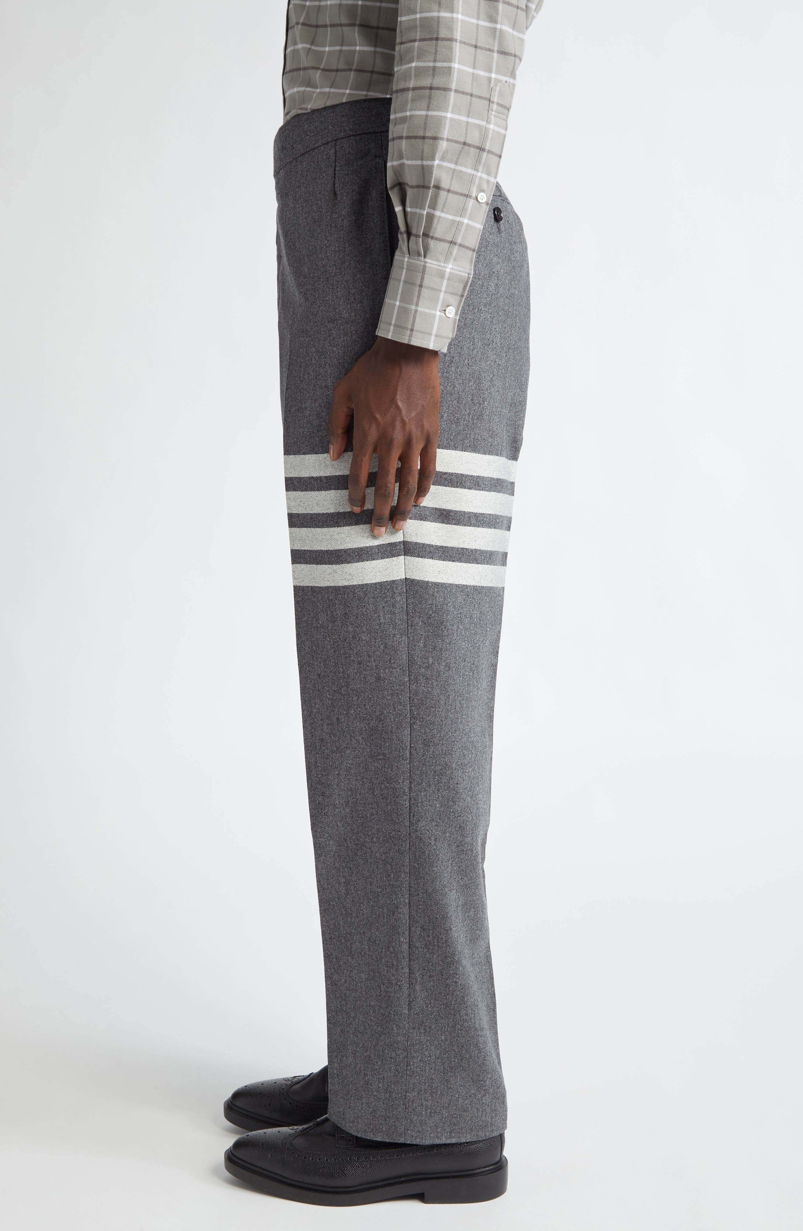 Thom Browne Wool & Cashmere 4-Bar Trousers in Medium Grey at Nordstrom - 4