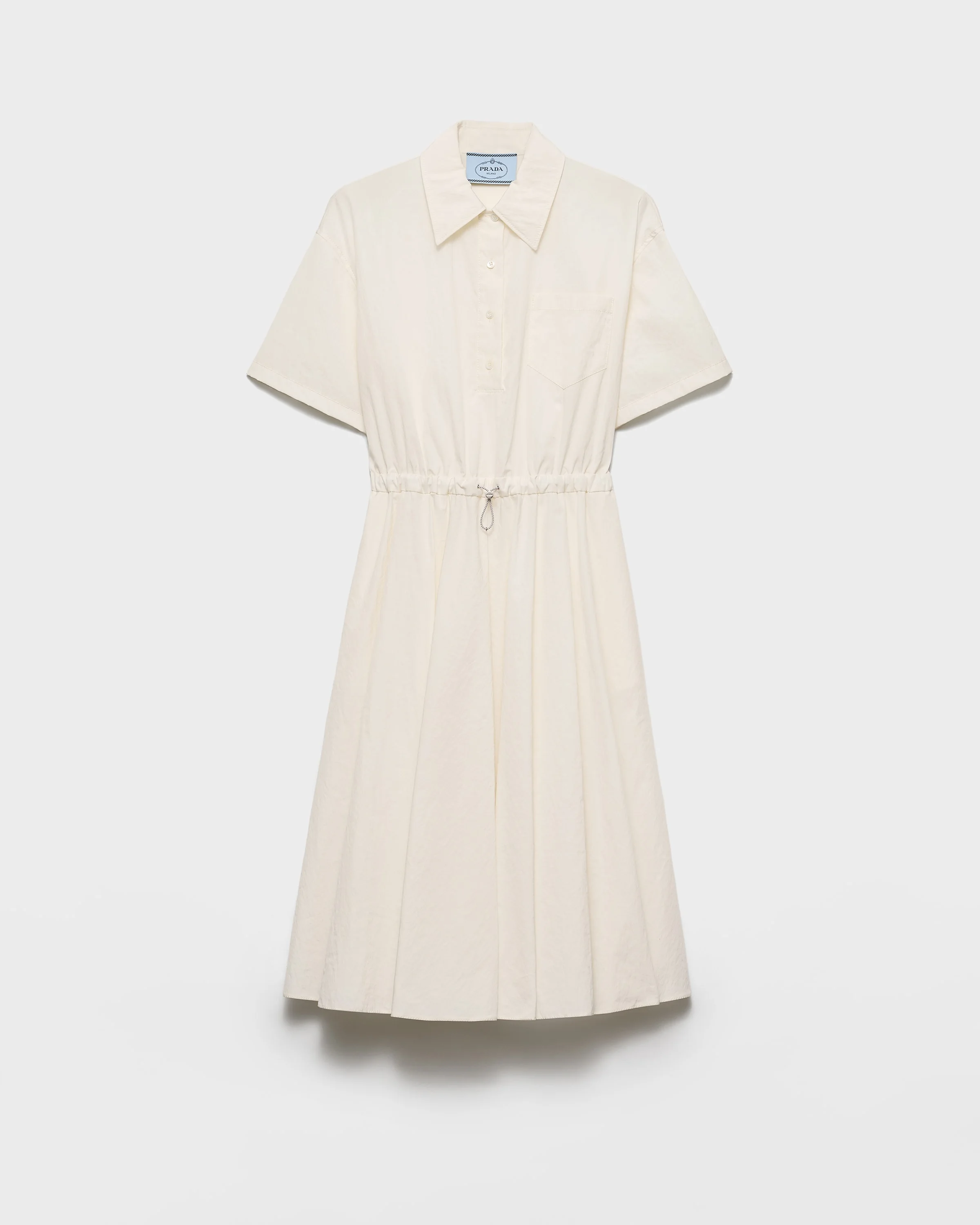 Short-sleeved technical pongé dress - 1