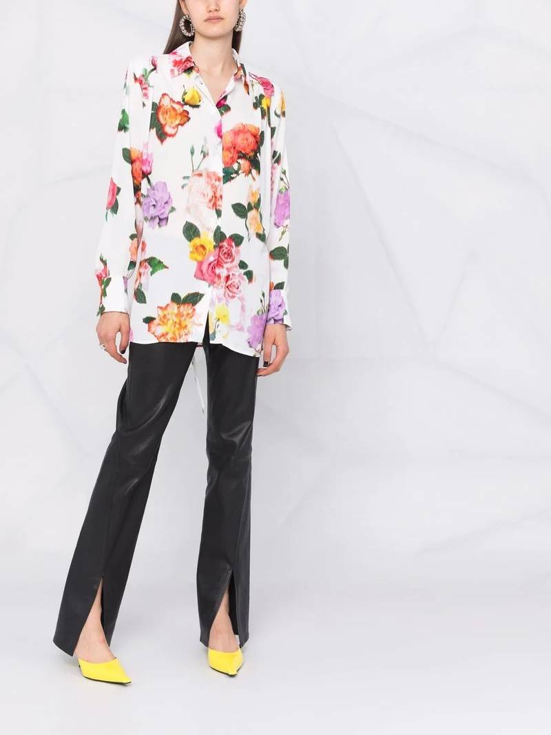 MSGM floral-print long-sleeved shirt outlook