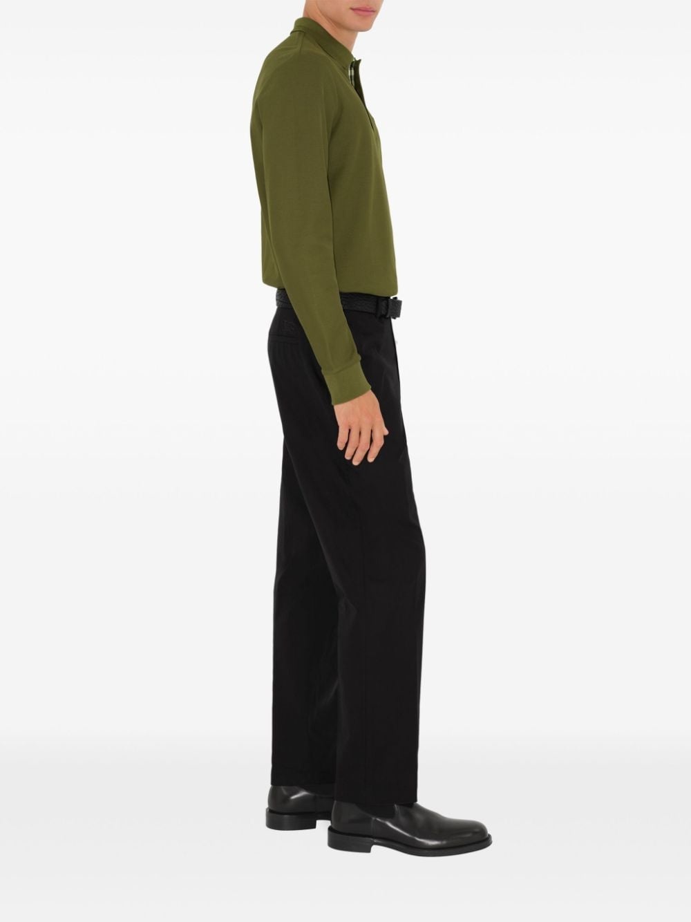 long-sleeve cotton polo shirt - 3