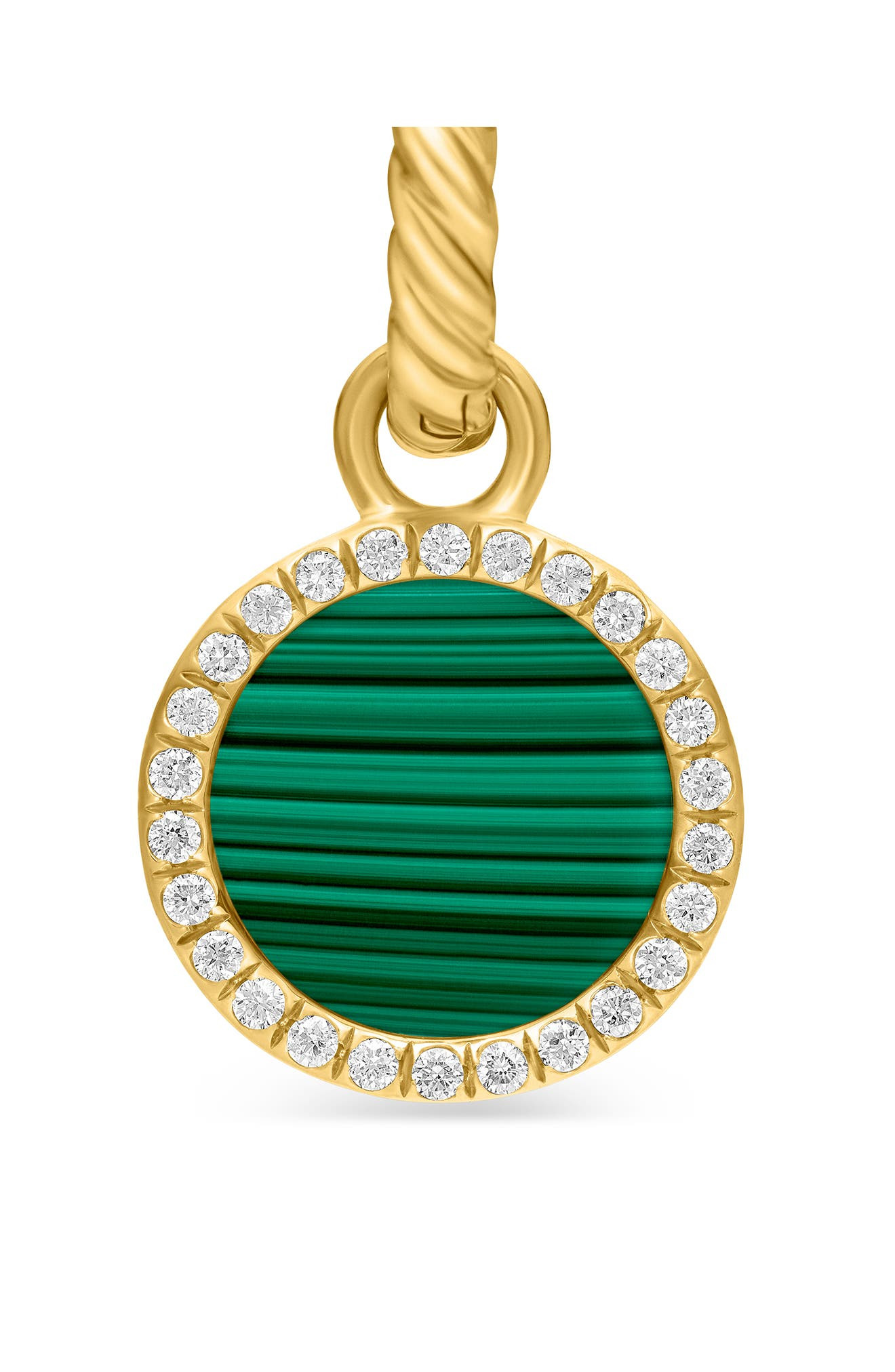 David Yurman Petite DY Elements® Drop Earrings in 18K Yellow Gold with Malachite and Pavé Diamonds a - 5