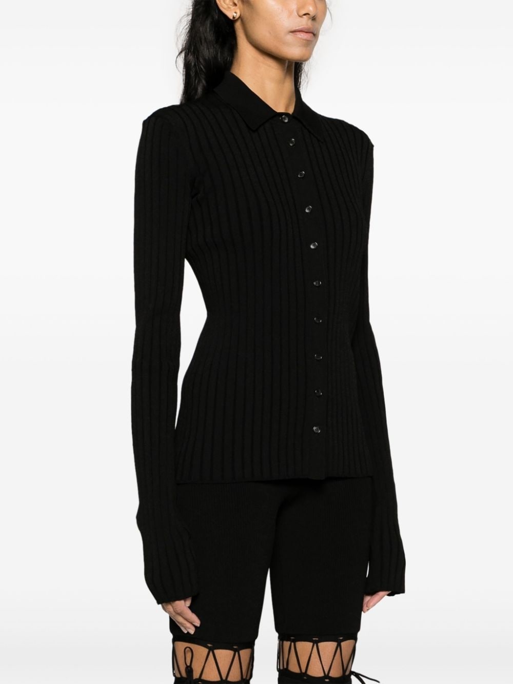 straight-point collar pleated top - 3
