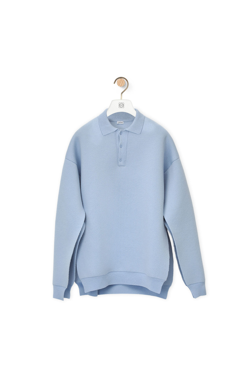 Open seam polo sweater in wool 1