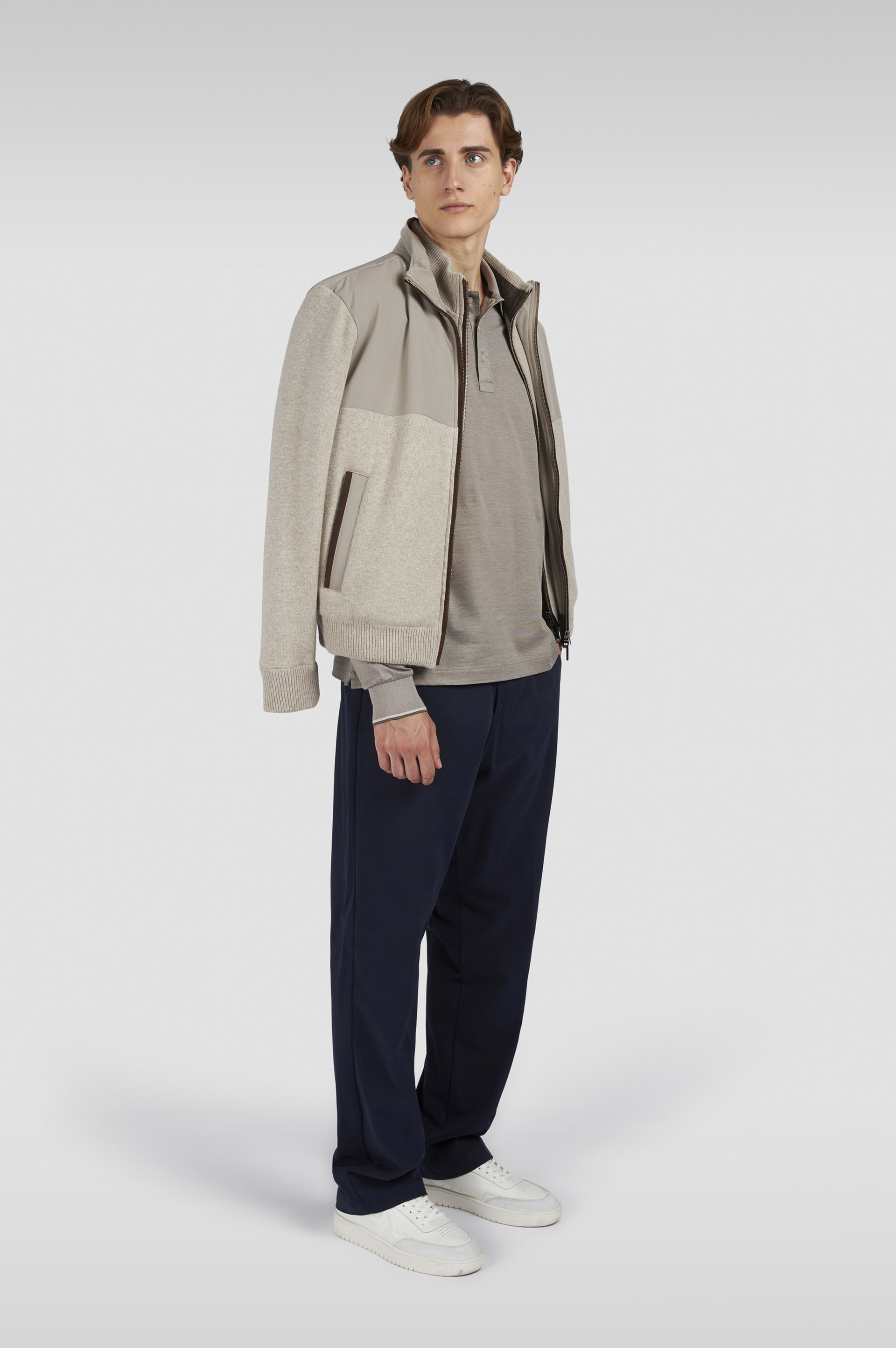 TWO-TONE PIQUÉ COTTON POLO SHIRT WITH SHARK FIN EMBROIDERY - 2