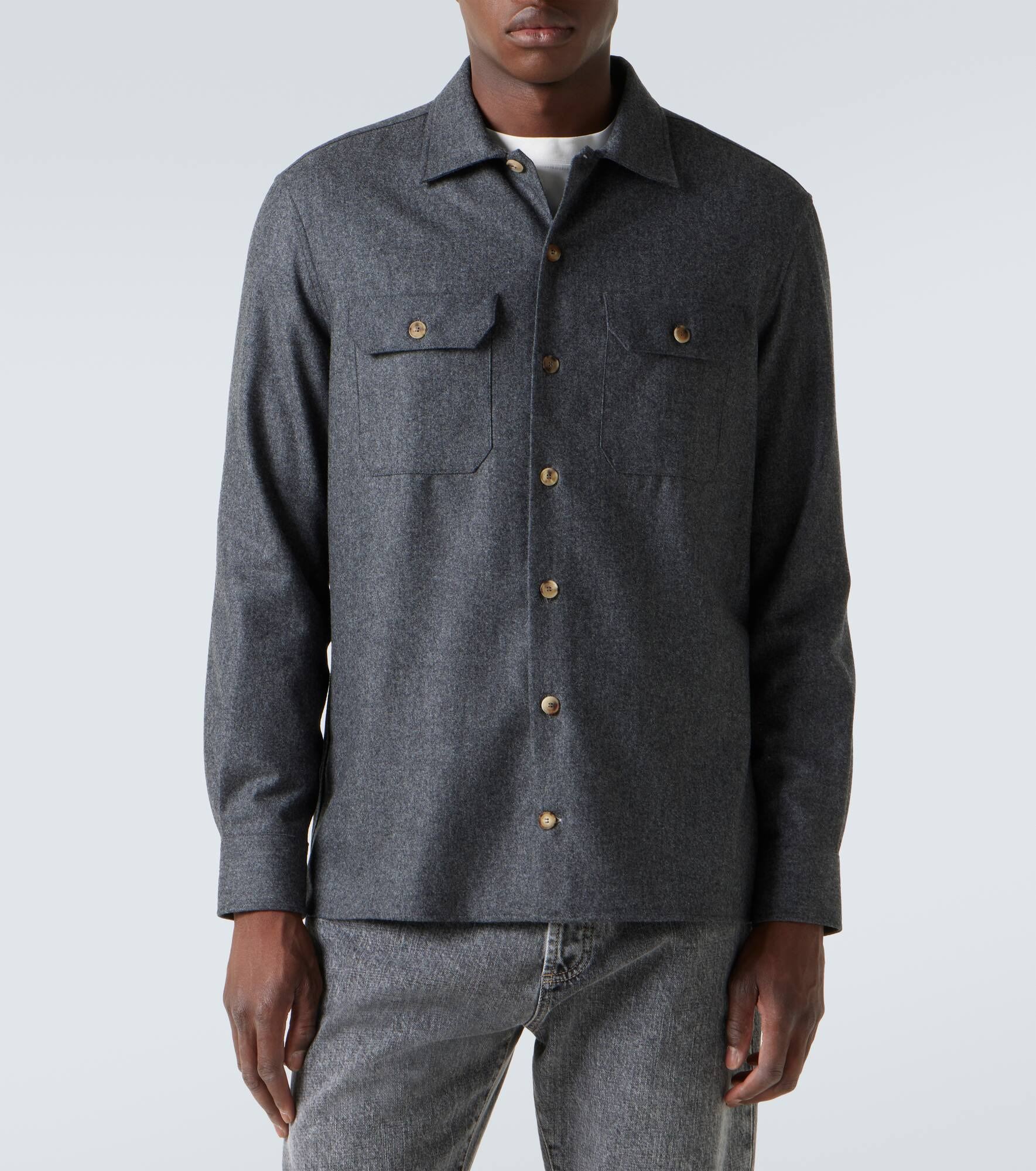Virgin wool flannel overshirt - 3
