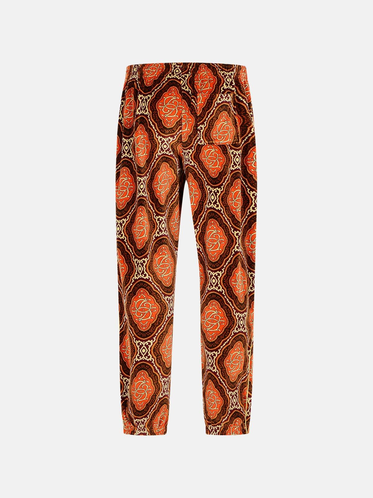 'VELOURS MÉDAILLON' BROWN COTTON PANTS - 3