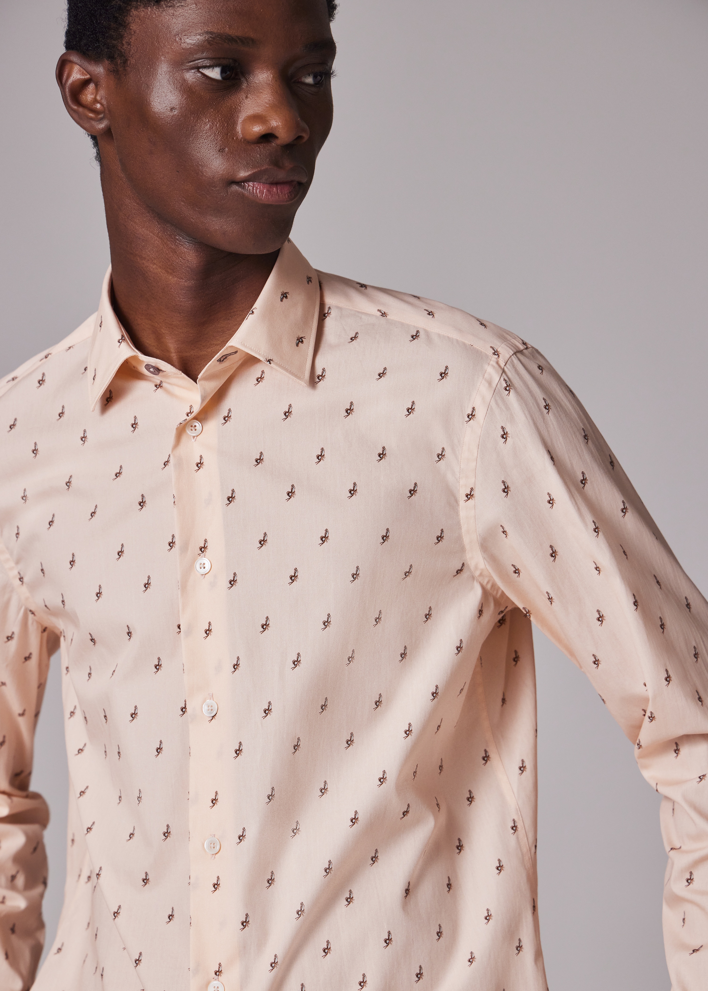 Tailored-Fit Pink 'Butterfly' Print Shirt - 3
