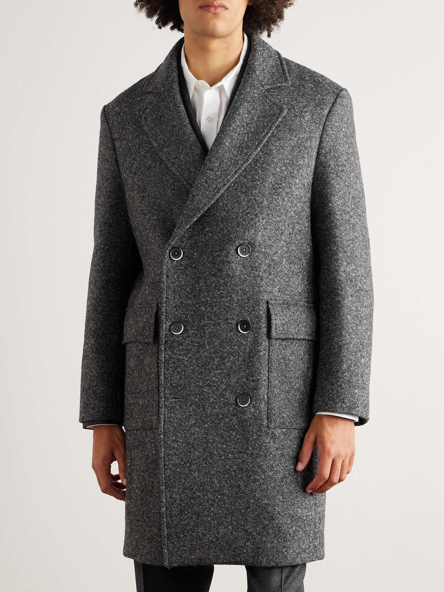 Double-Breasted Melton Wool-Blend Coat - 3
