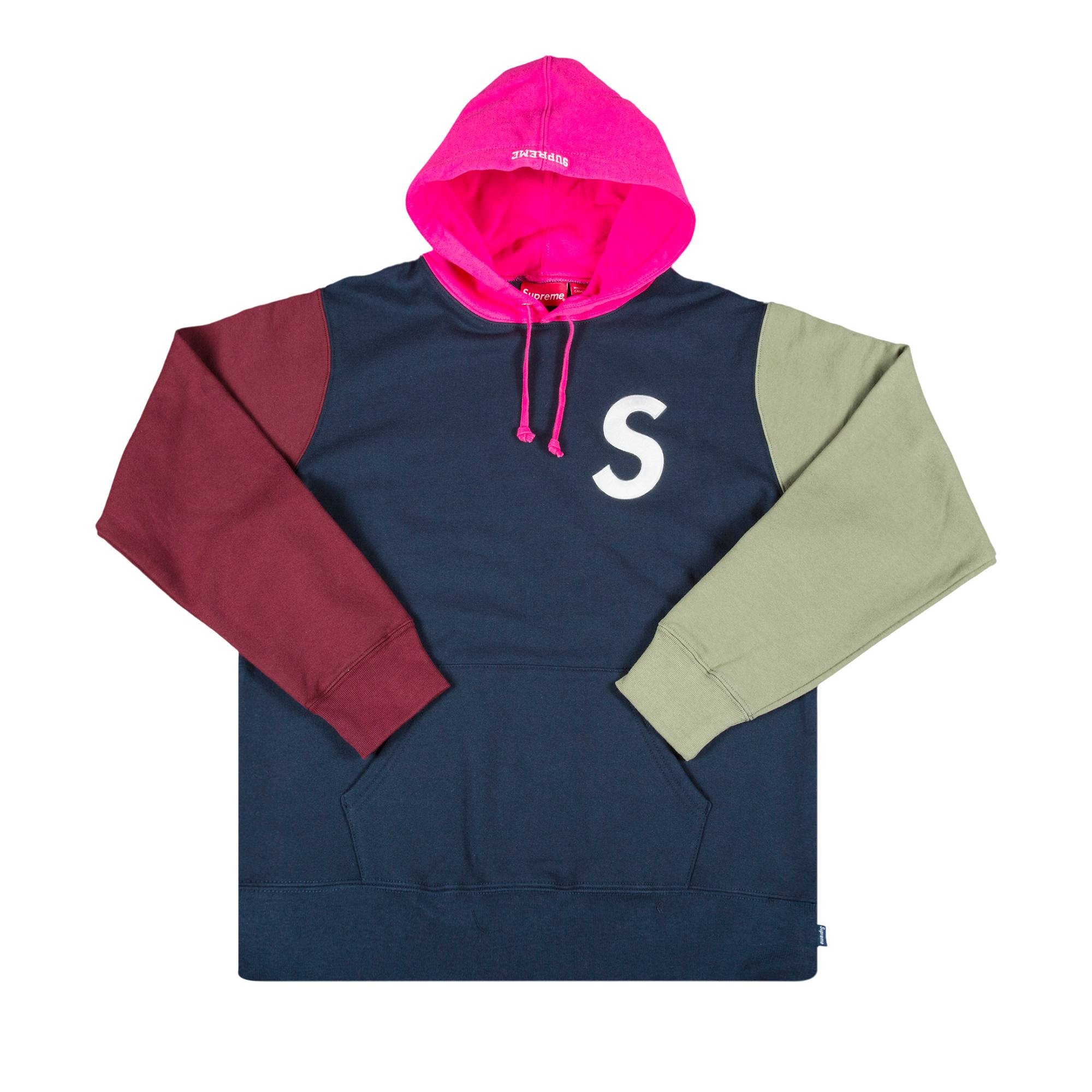 Supreme S Logo Colorblocked Hooded Sweatshirt 'Navy' - 1