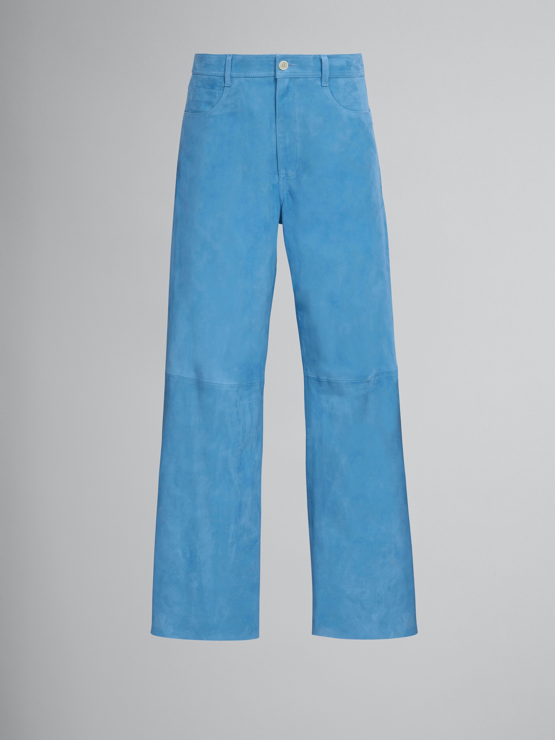 LIGHT BLUE SUEDE TROUSERS - 1