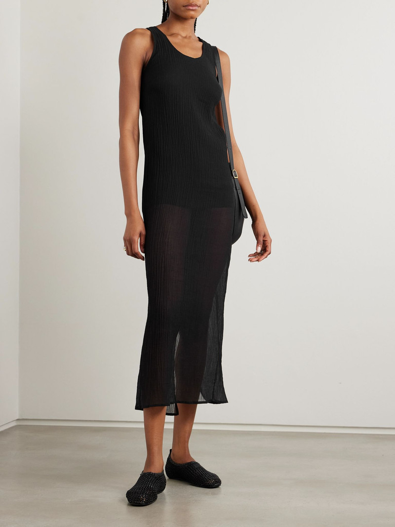 TOTEME Cotton and silk-blend crepon midi dress Black outlook