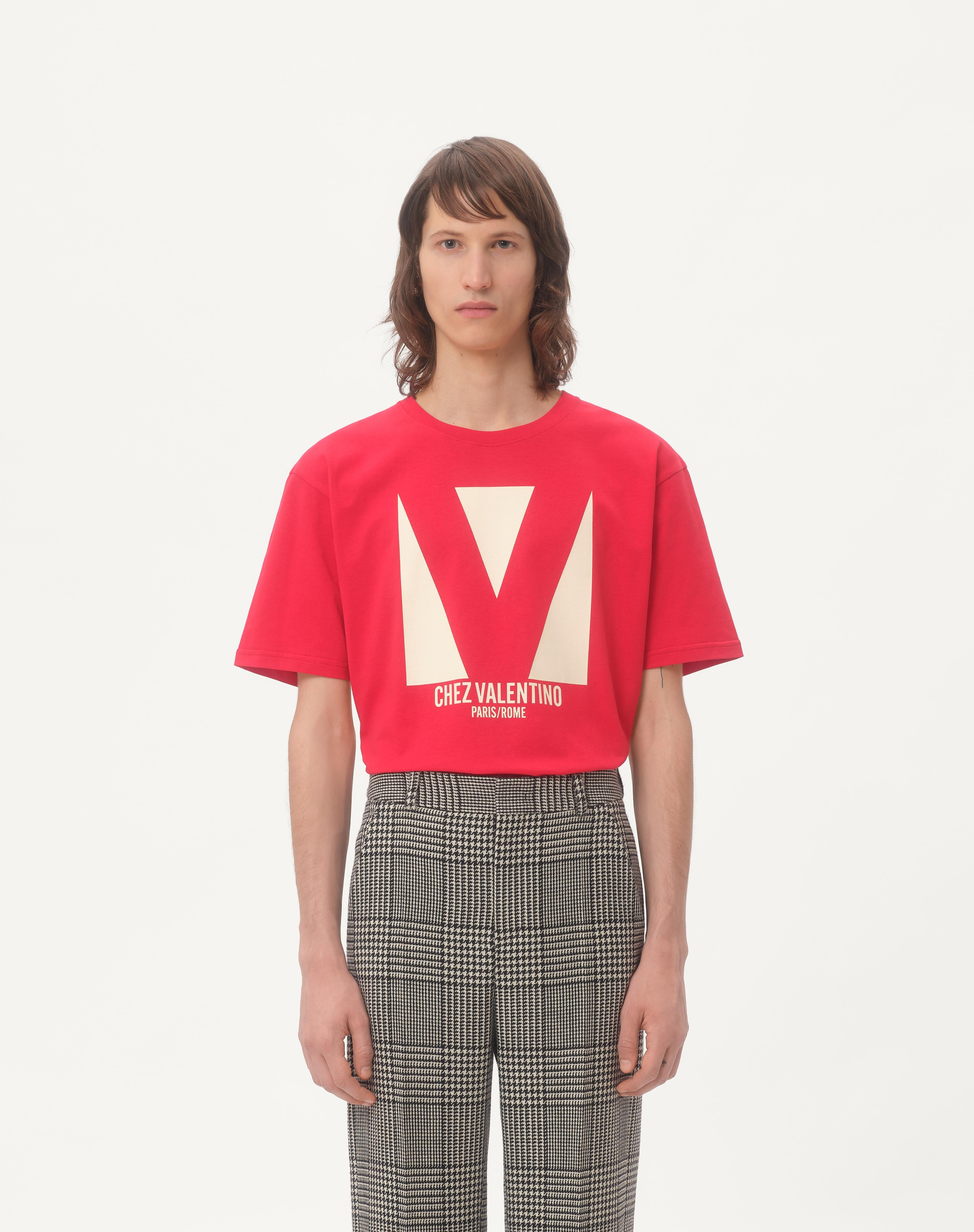 COTTON T-SHIRT WITH CHEZ VALENTINO PRINT - 6