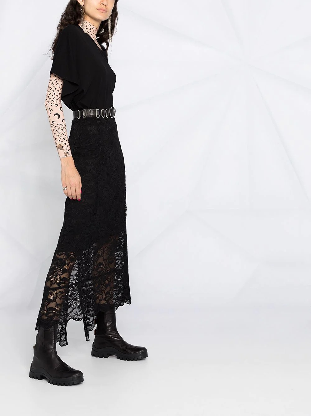 split-hem lace midi skirt - 4