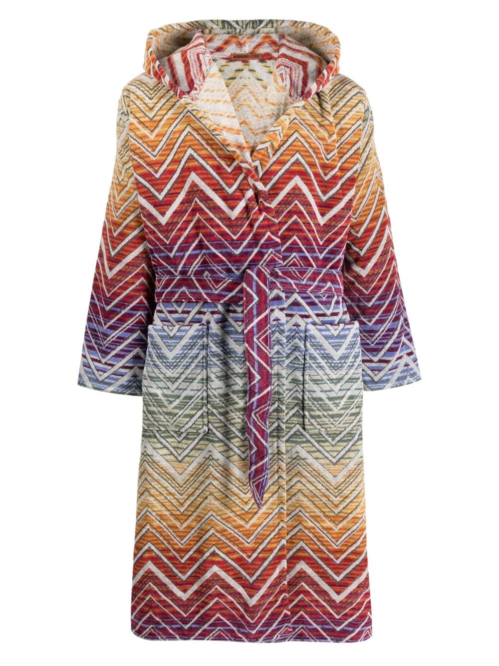 zigzag-print towel robe - 1