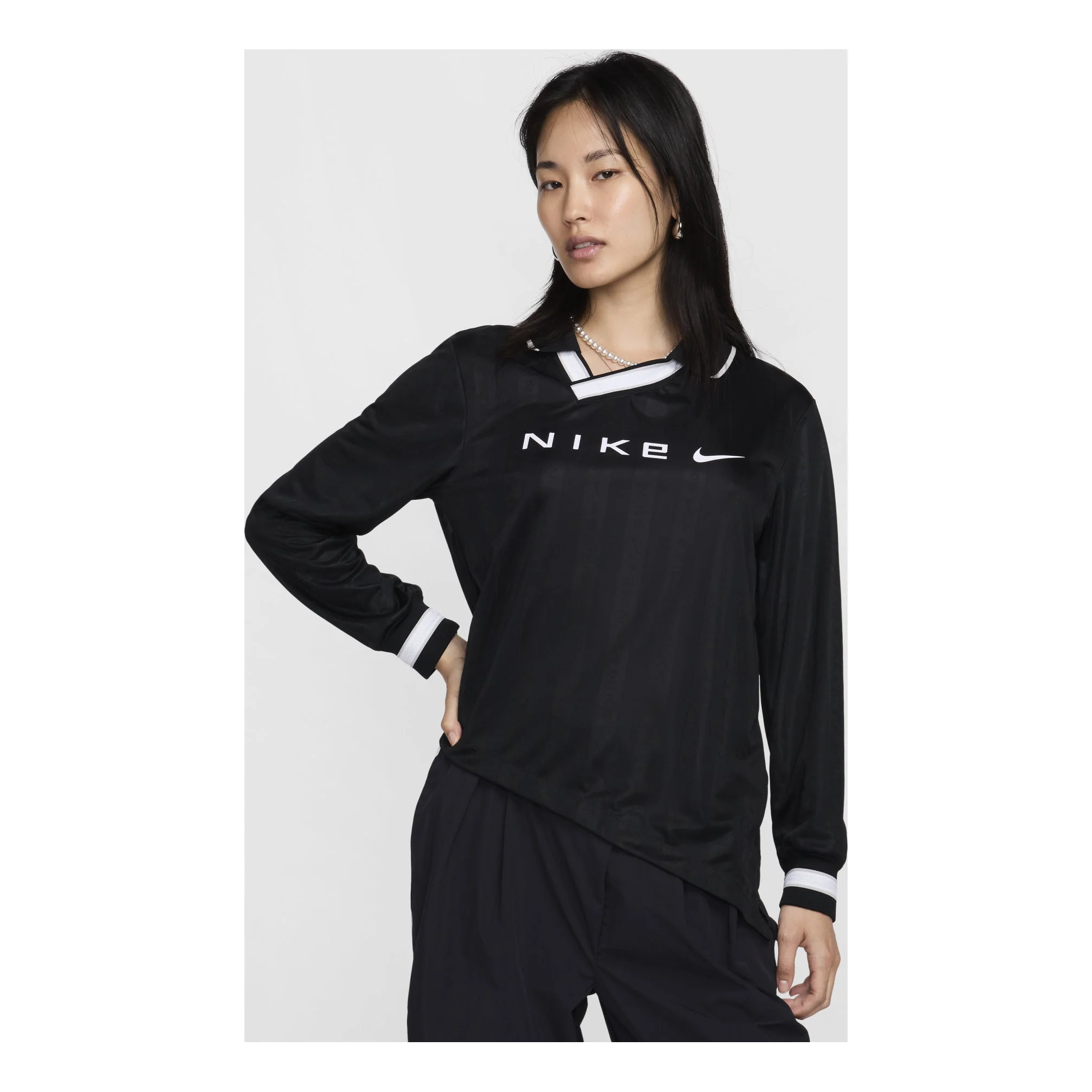 (WMNS) Nike Dri-FIT Jacquard Jersey Asia Sizing 'Black White' FV7539-010 - 1