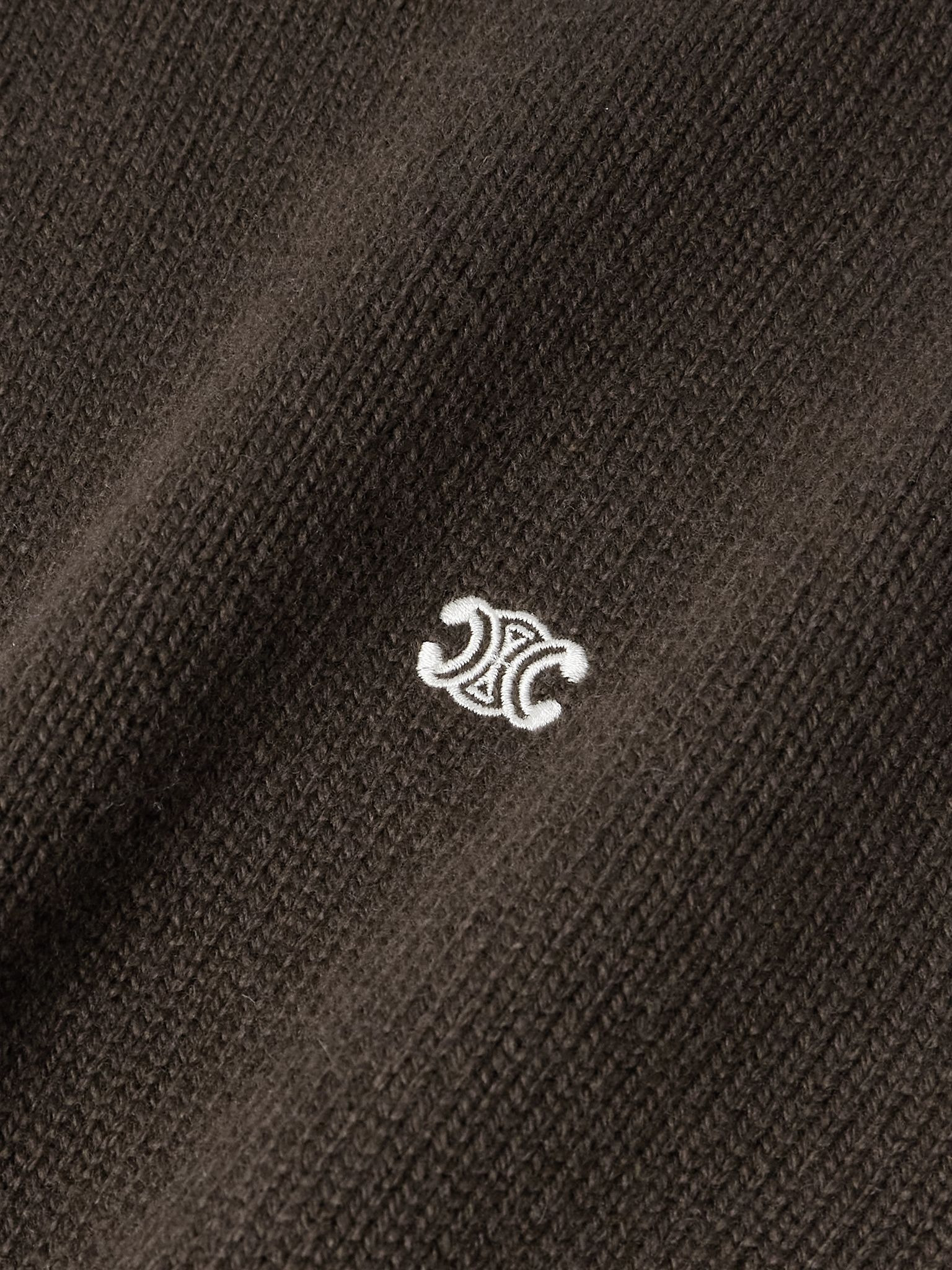 Logo-Embroidered Wool and Cashmere-Blend Sweater Brown - 4