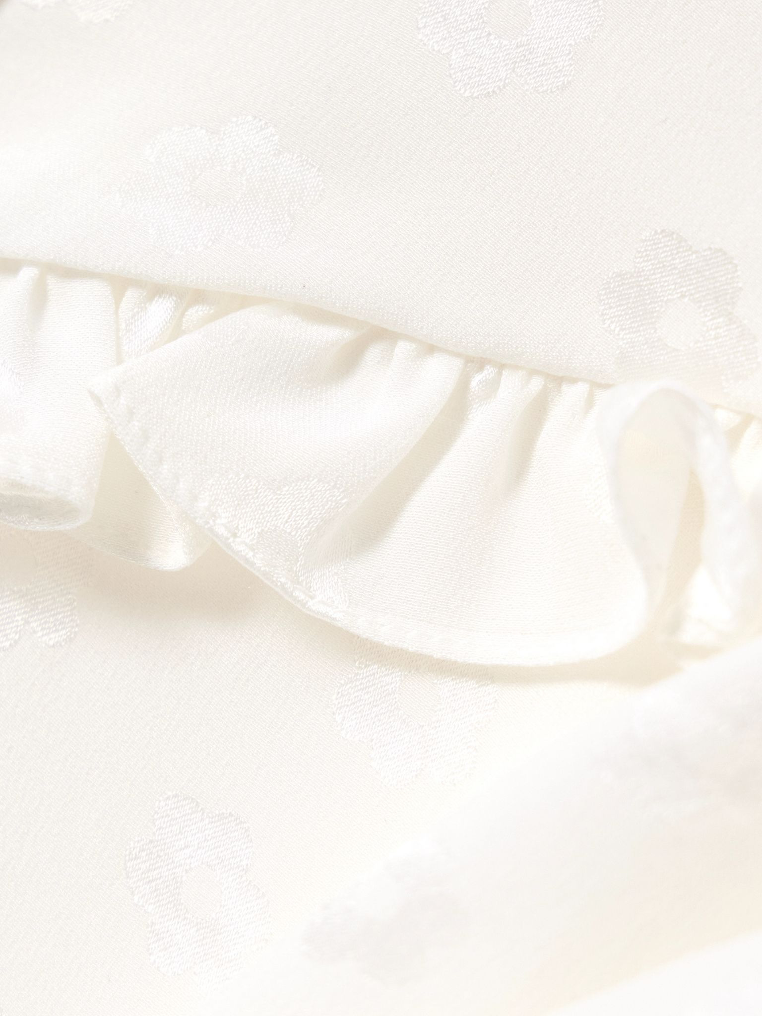Bow-embellished floral-jacquard silk-satin shorts White - 4