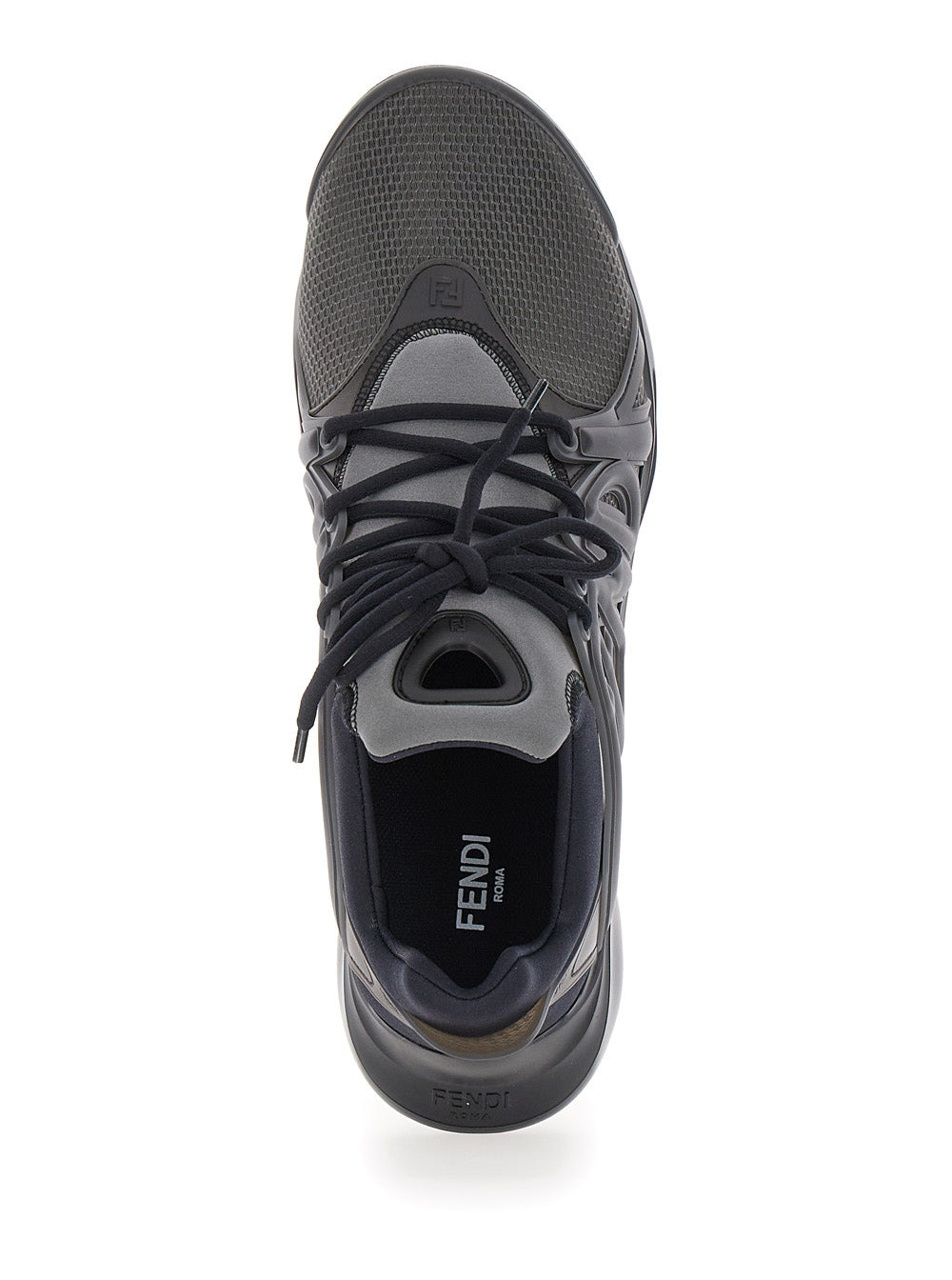 Fendi Men 'Fendi Tag' Black Sneakers With Logo In Techno Mesh Man - 4