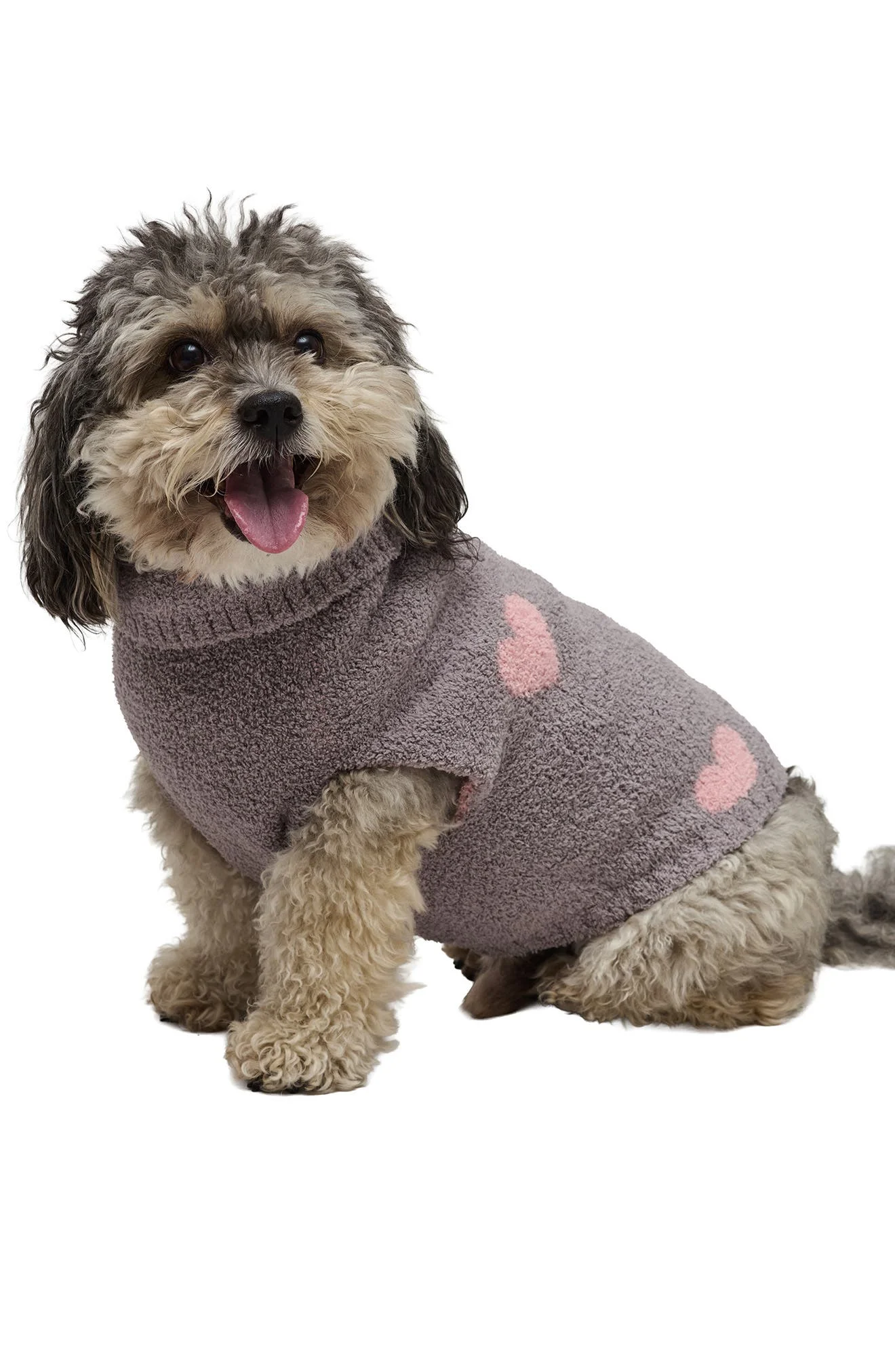 barefoot dreams CozyChic® Heart Print Pet Sweater in Beach Rock-Bloom - 1