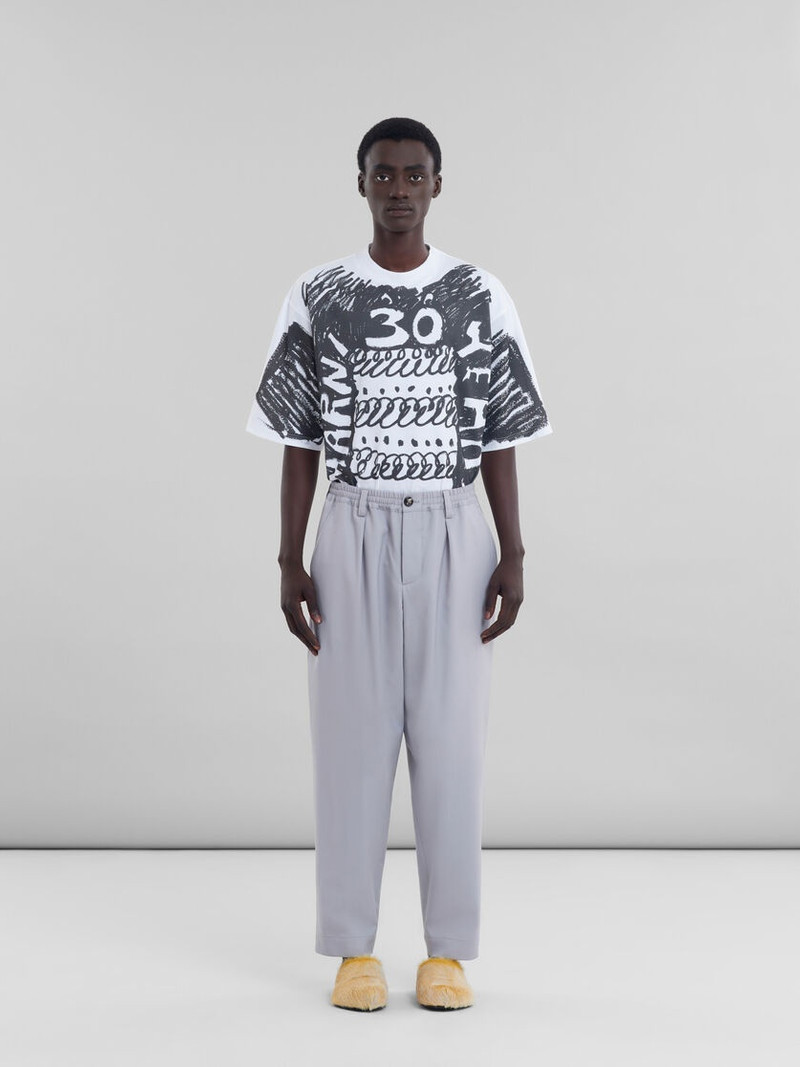 Marni GREY TROPICAL WOOL TROUSERS WITH DRAWSTRING WAIST outlook