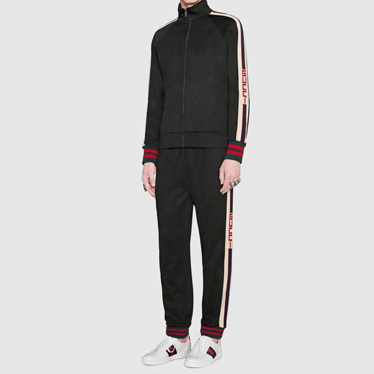 Gucci Technical Jersey Track Jacket Stripe Zipper Classic Black 474634-X5T39-1008 - 2