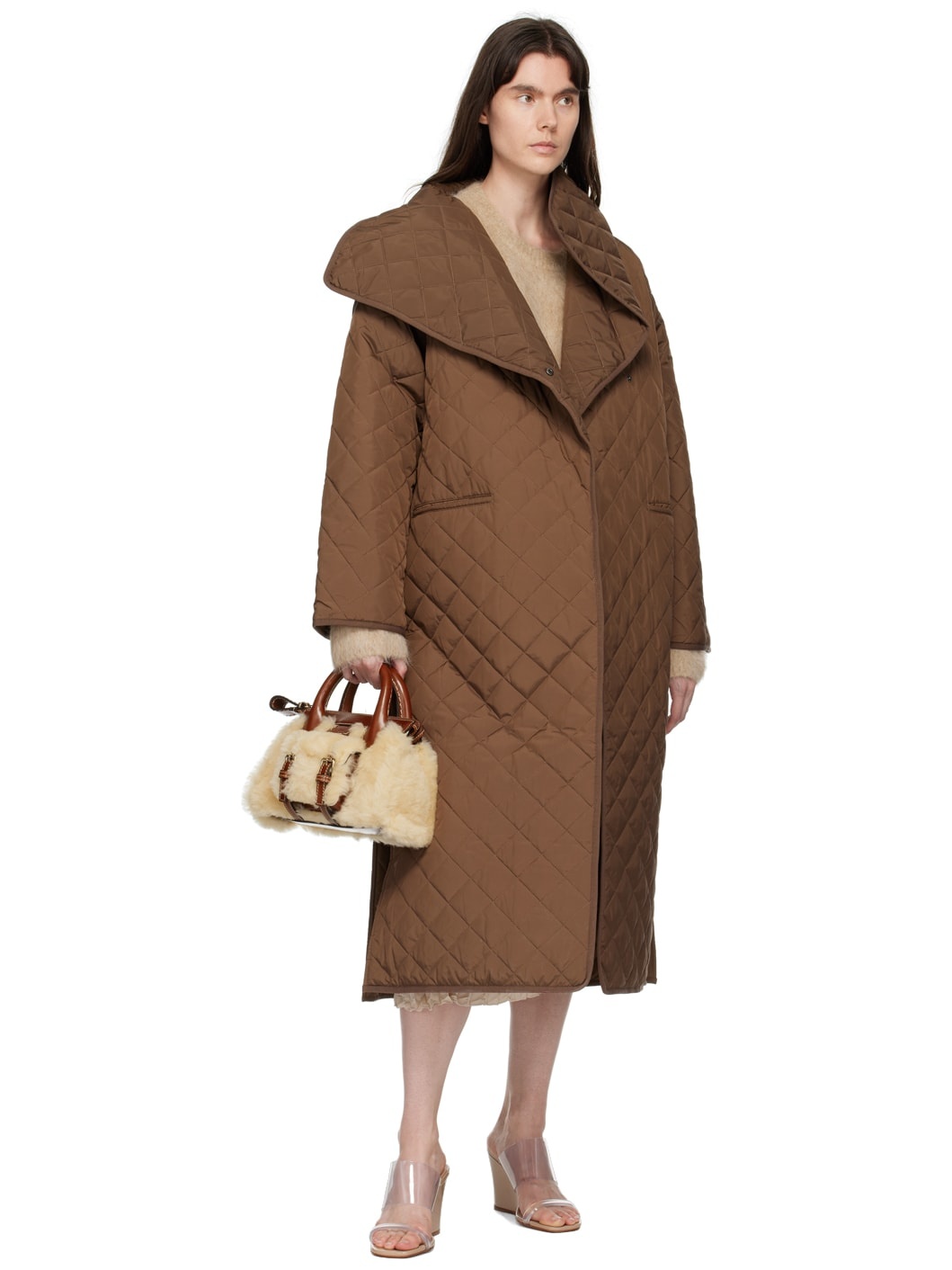 Brown Quilted Coat - 4