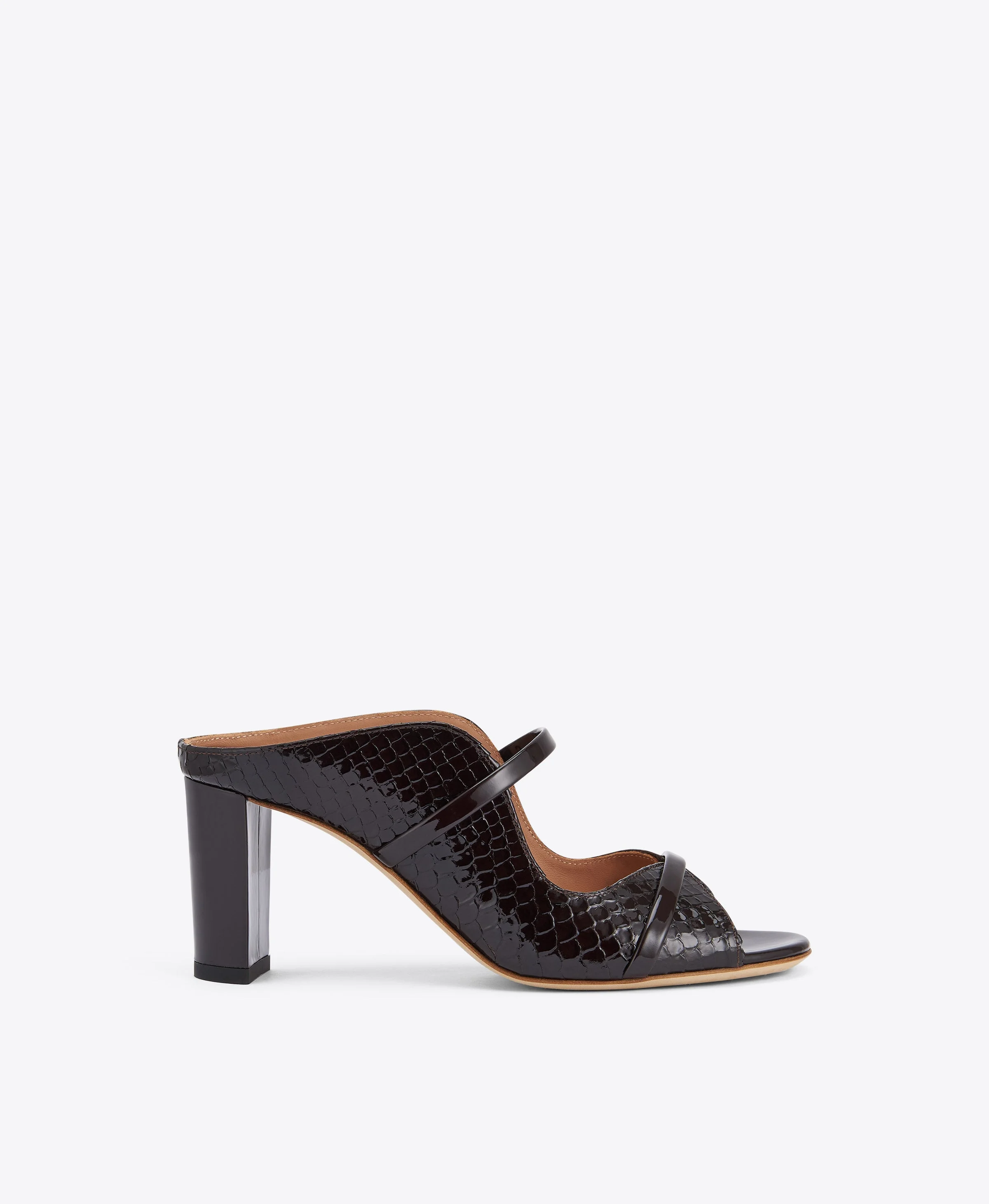Norah 70 Dark Brown Embossed Leather Sandals - 1