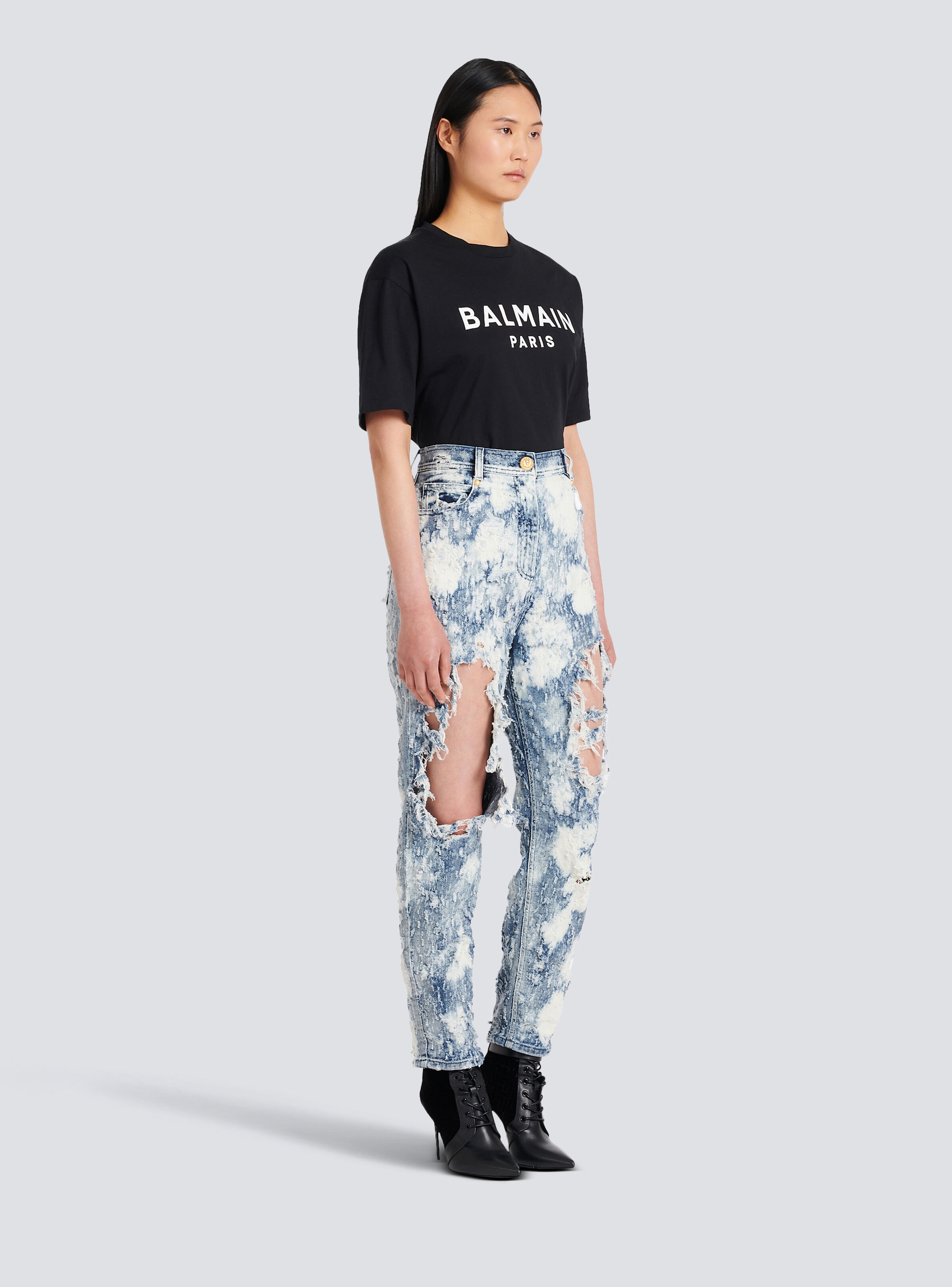 Destroyed faded boyfriend cut jeans - 5