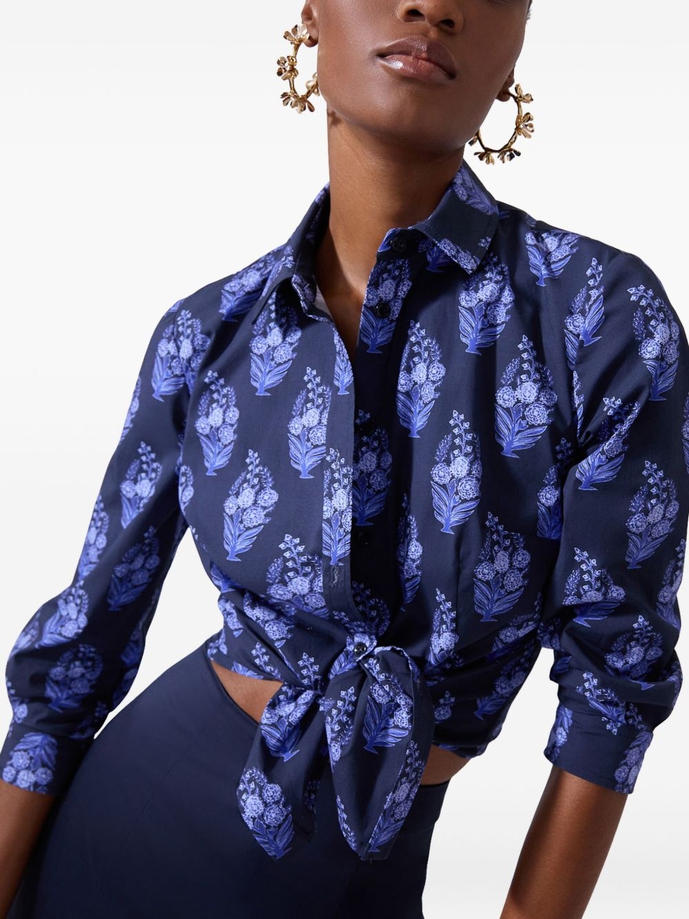 floral-print peplum-hem shirt - 4