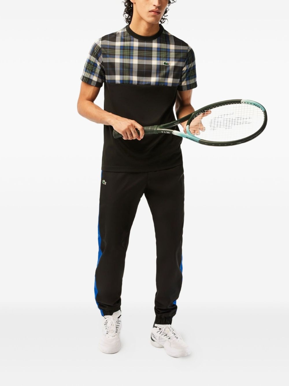 plaid-panel T-shirt - 2
