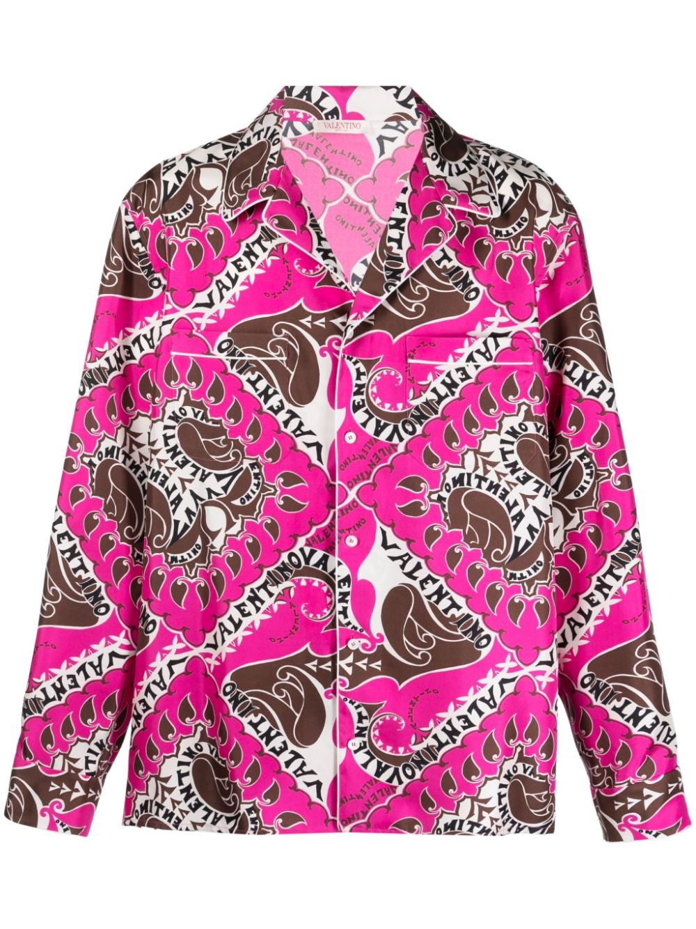 logo-print silk shirt - 1