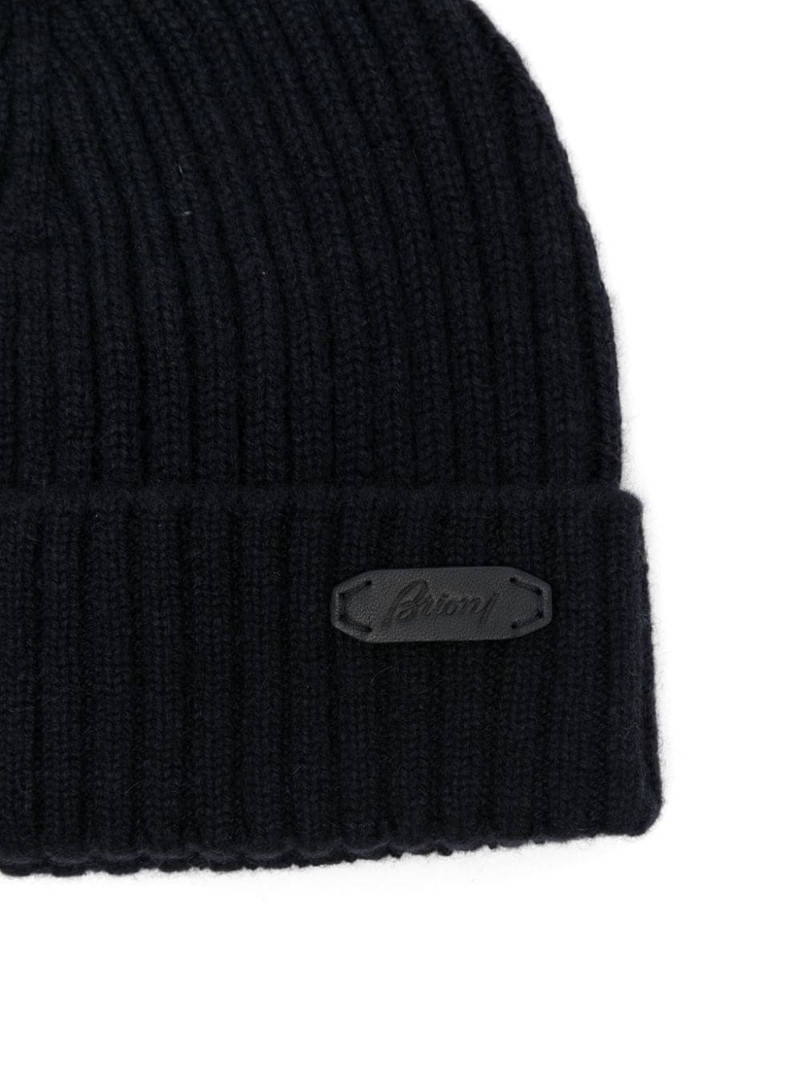 Brioni logo-patch beanie hat outlook