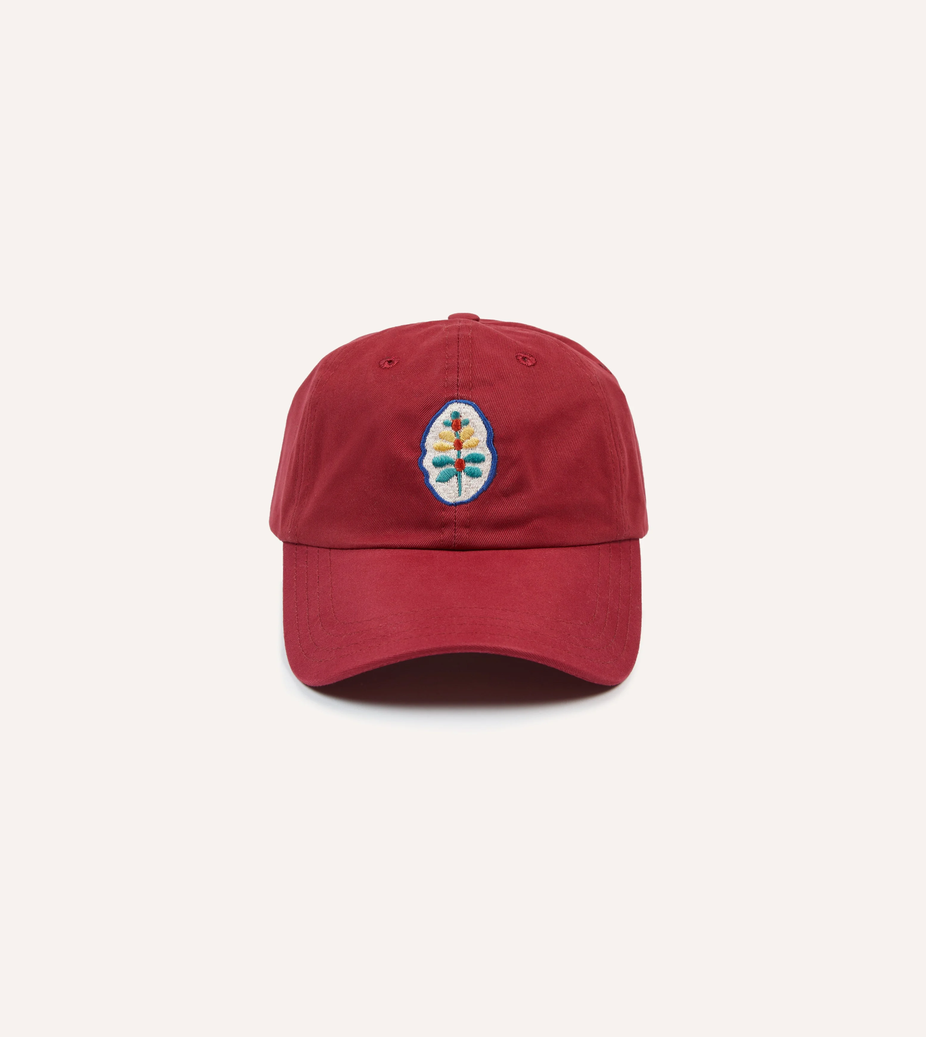 Red Flower Emblem Cotton Baseball Cap - 1