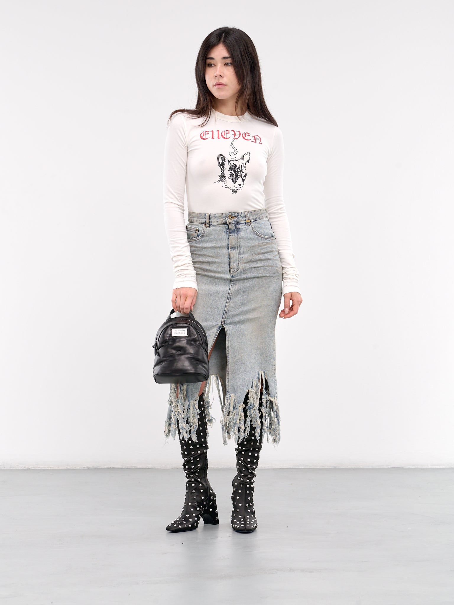 Distressed Midi Skirt - 6