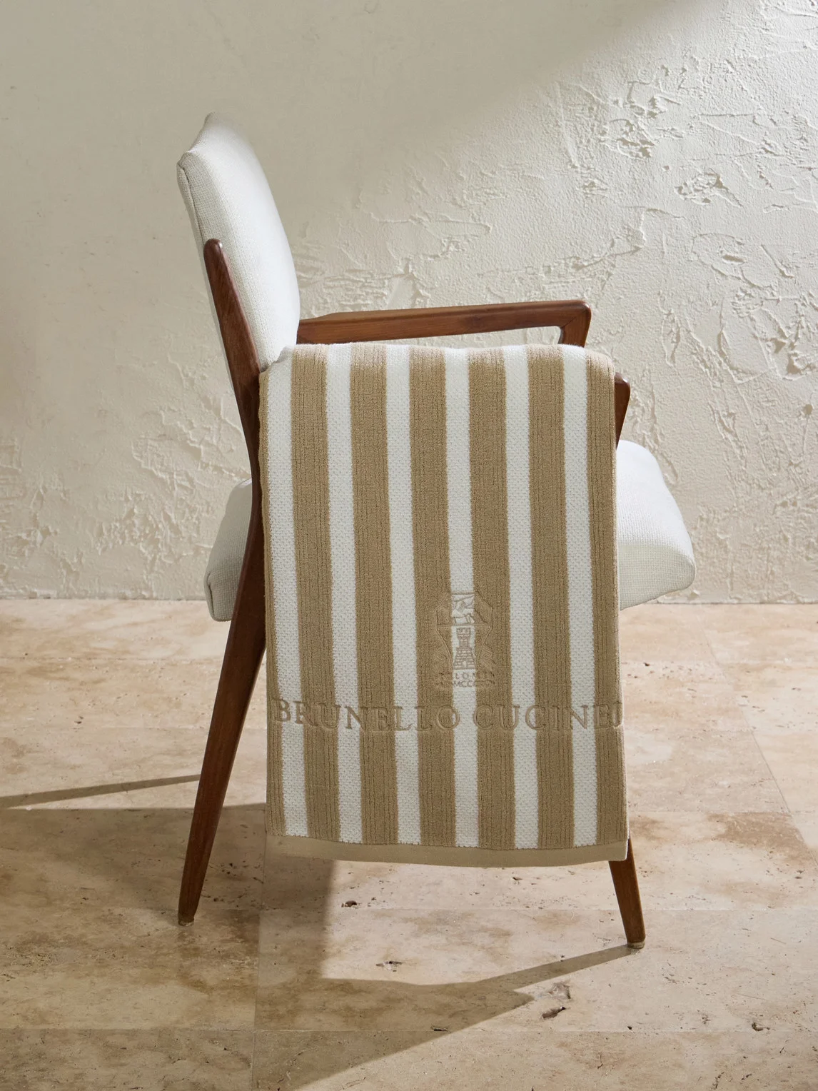 Logo-Embroidered Striped Cotton-Terry Beach Towel - 1