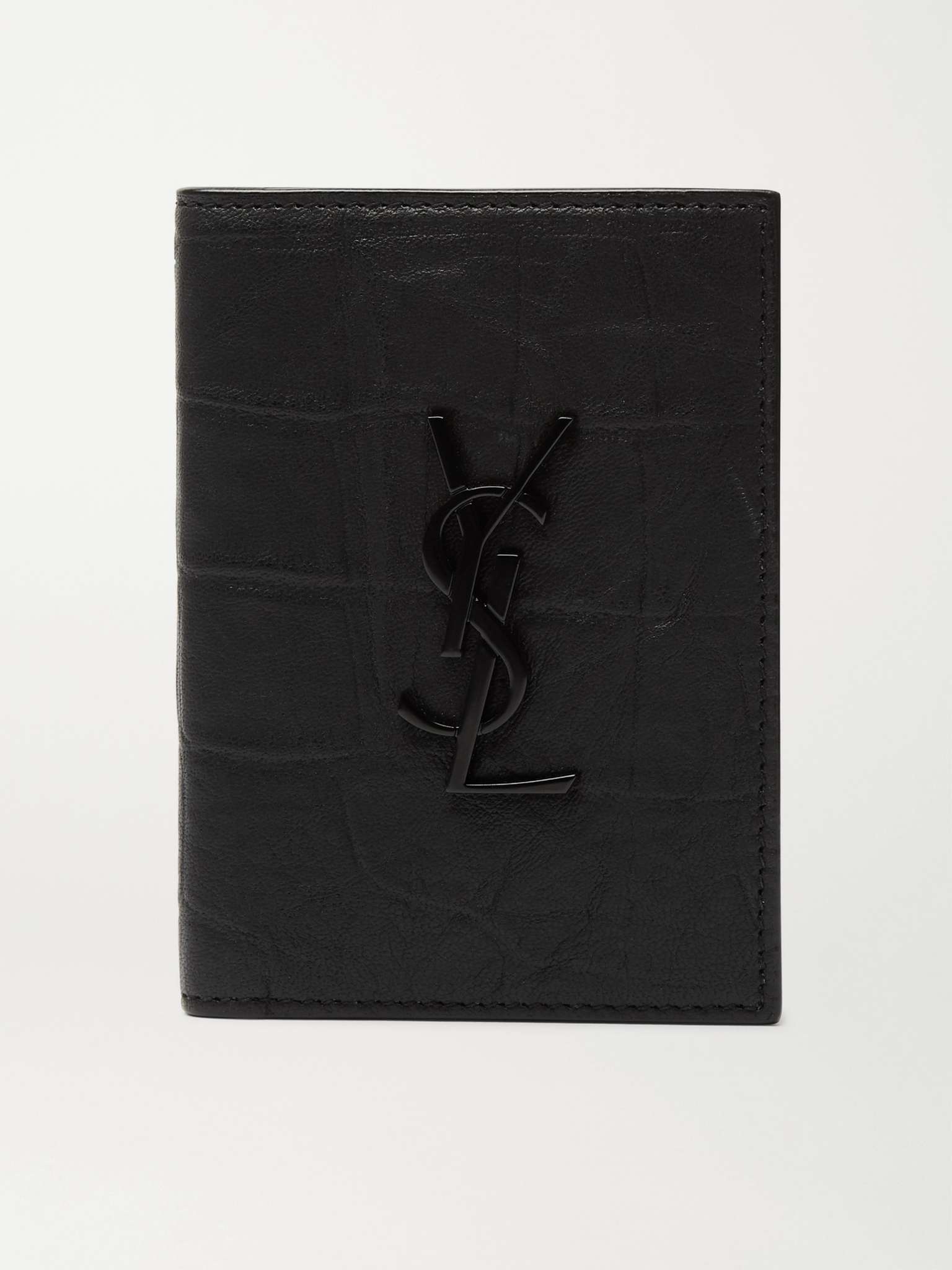 Logo-Appliquéd Croc-Effect Leather Billfold Wallet - 1