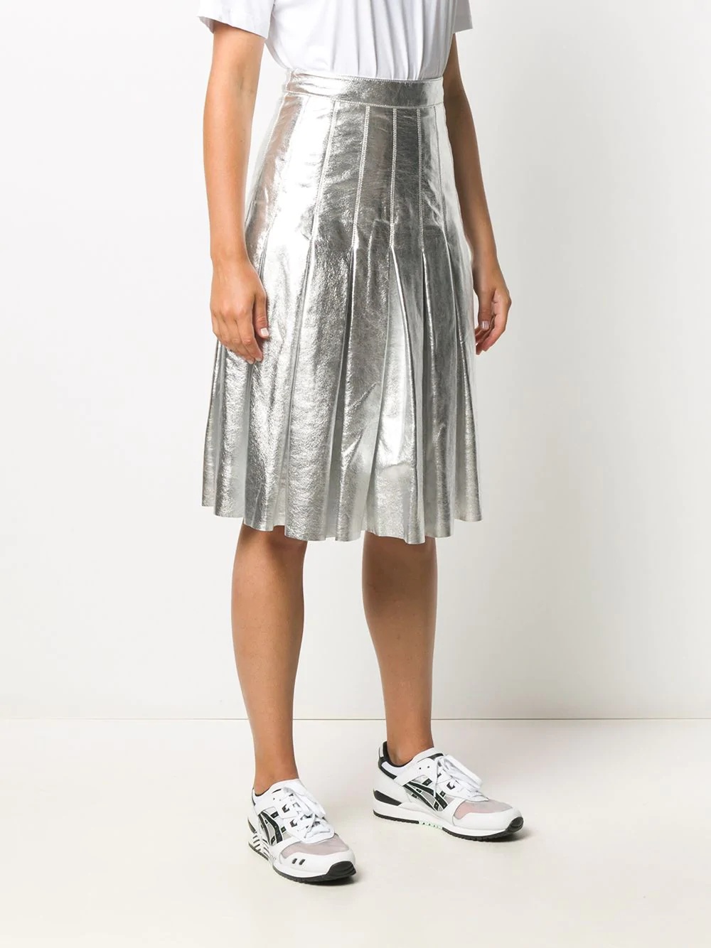 metallic pleated skirt - 3