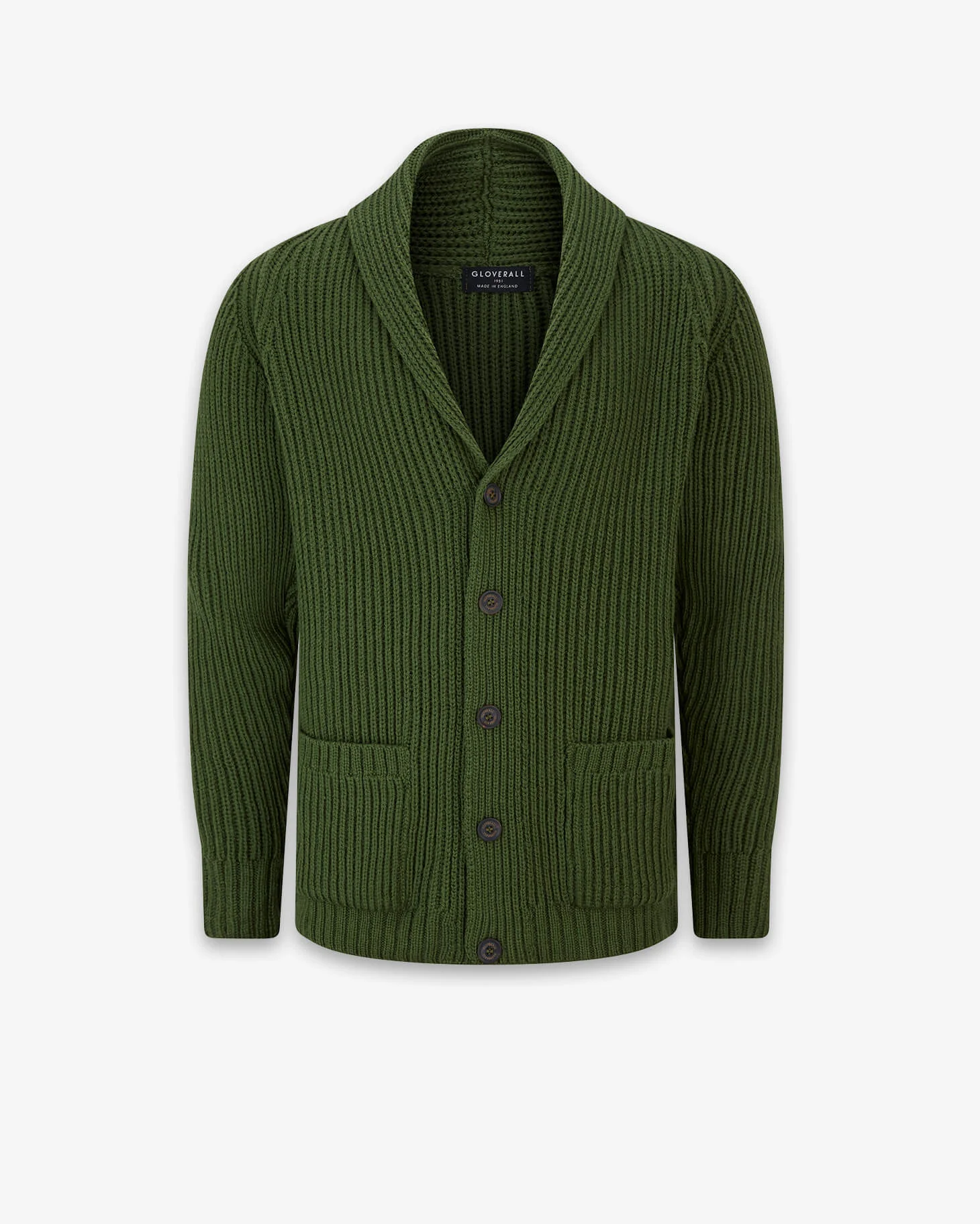 Men's Shawl Collar Cardigan Army Green - 1