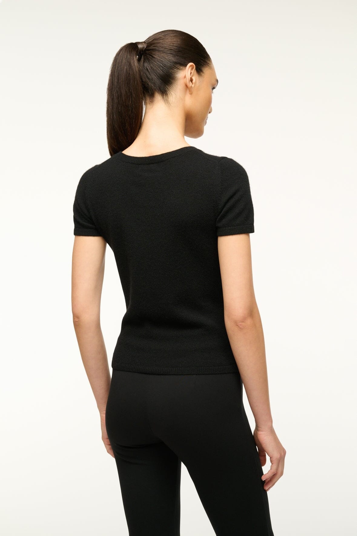 STAUD EASY CASHMERE TEE BLACK - 5