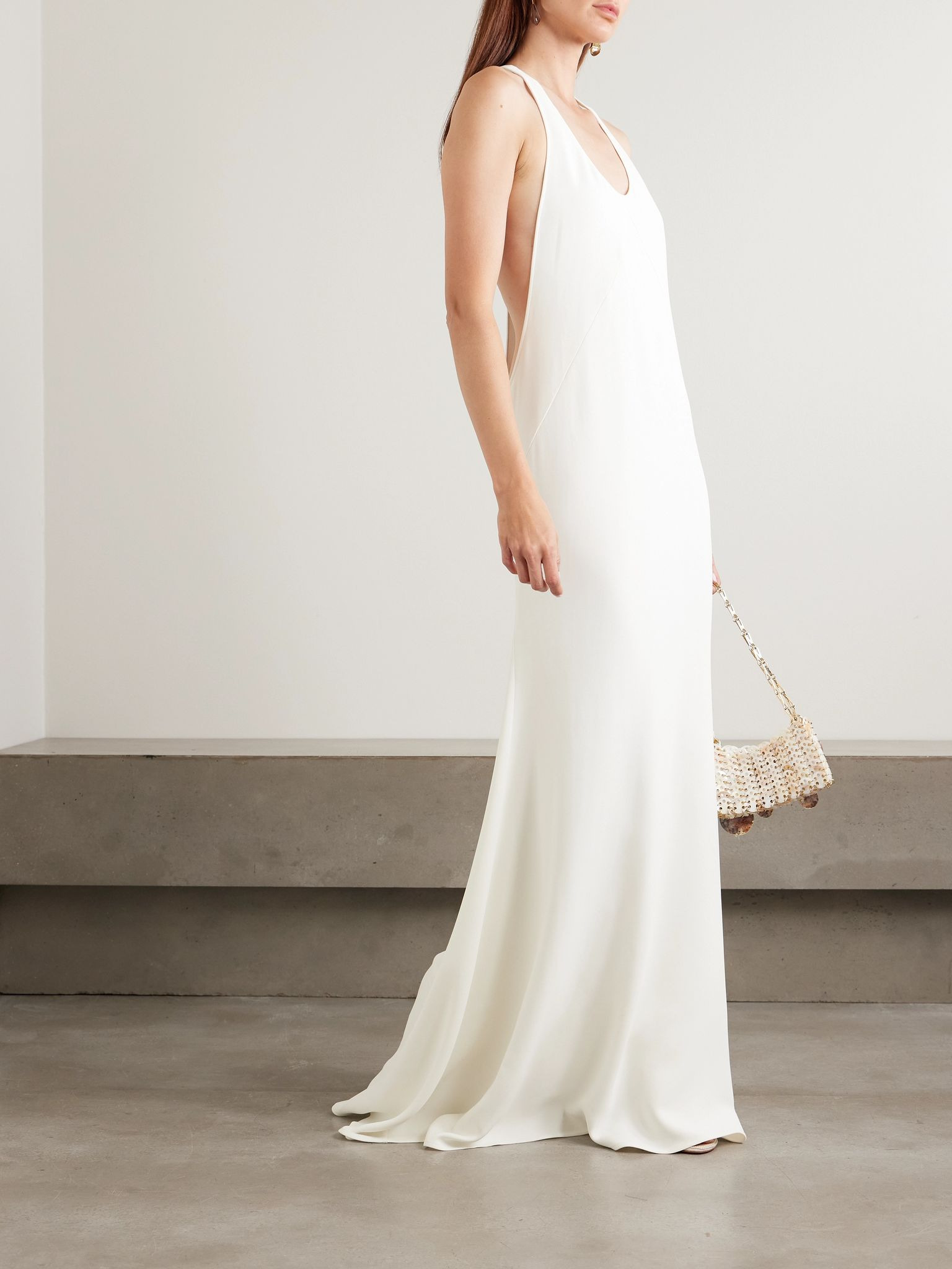 The Marcel paneled crepe maxi dress White - 2