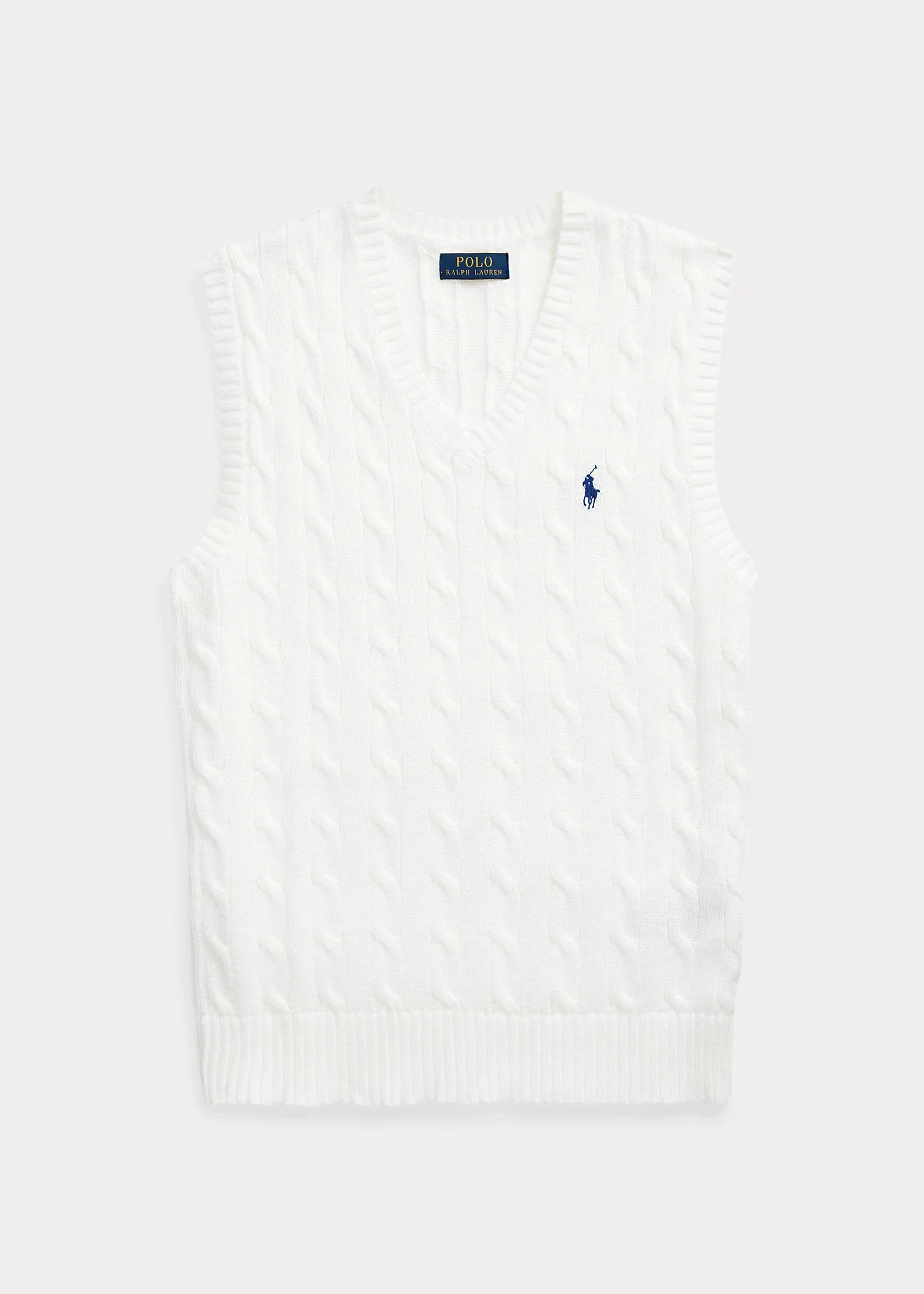 Cable-Knit Cotton Sweater Vest - 1