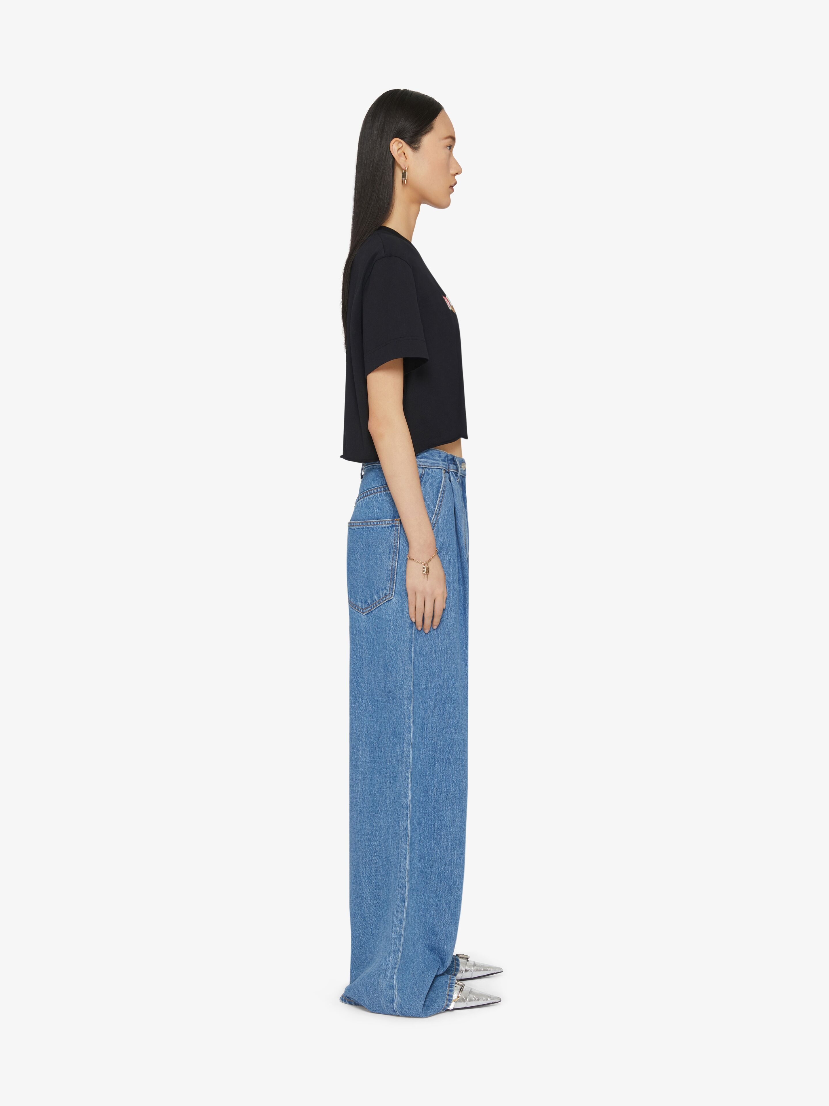 GIVENCHY CROPPED T-SHIRT IN COTTON WITH ROSES PRINT - 5