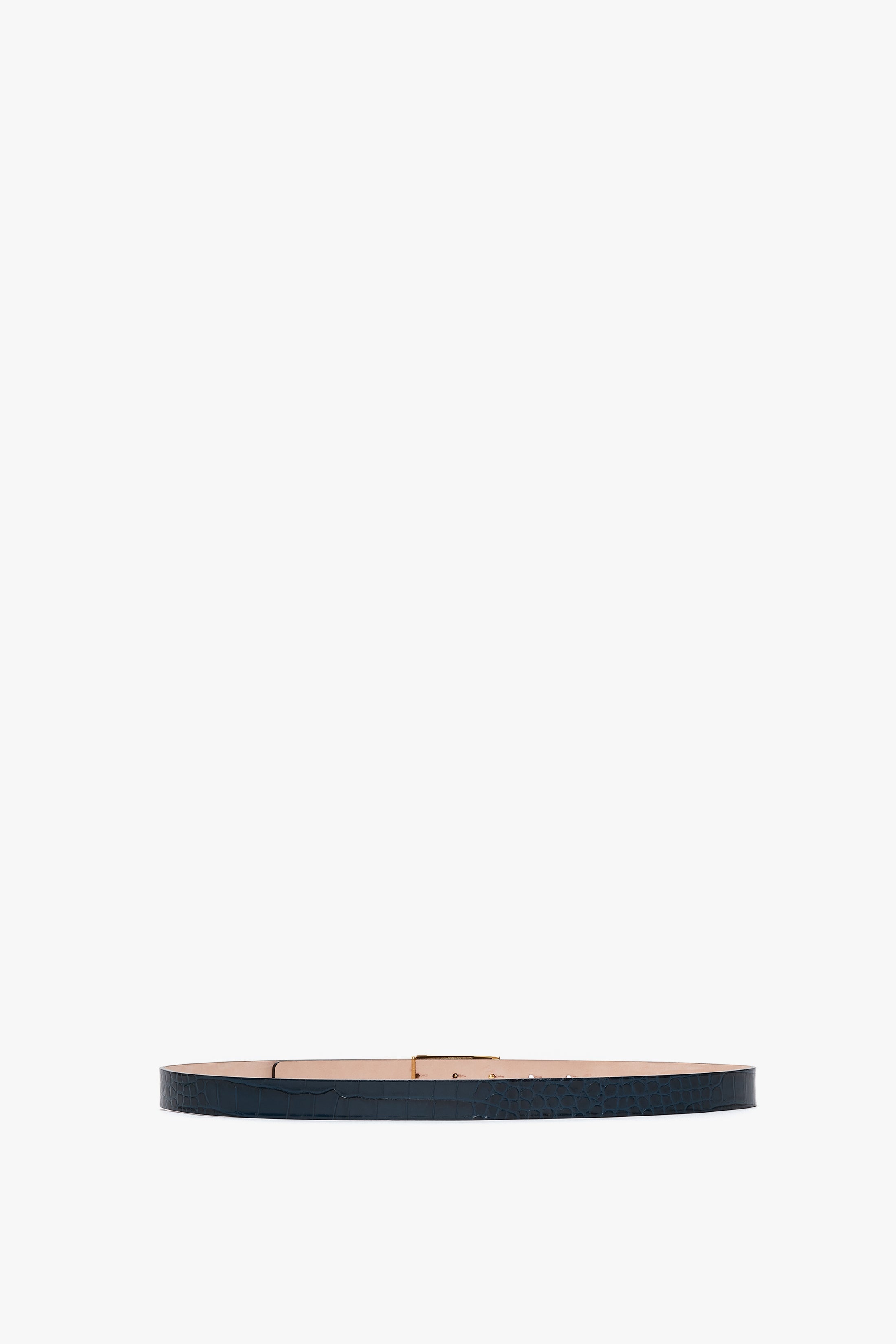 Frame Belt In Midnight Blue Croc Embossed Calf Leather - 2
