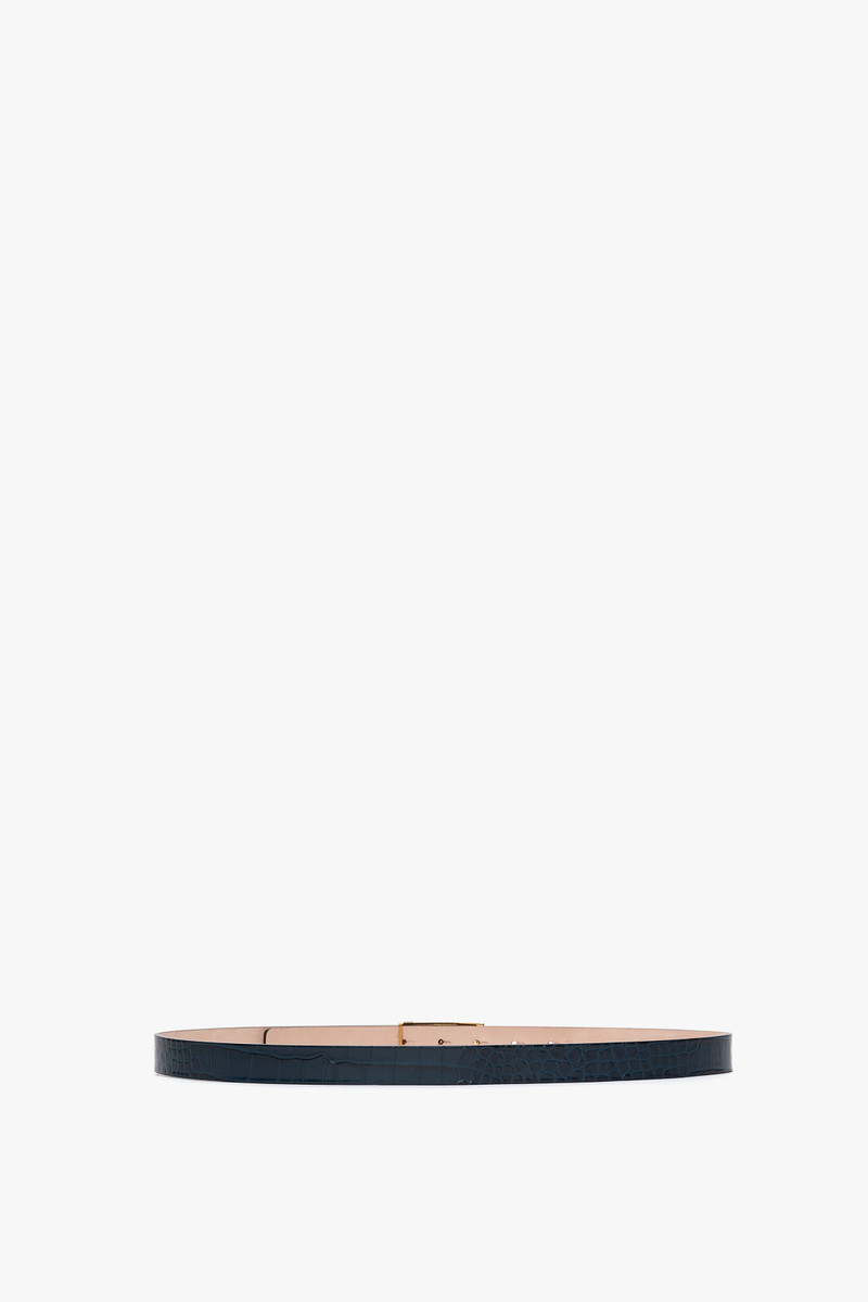 Victoria Beckham Frame Belt In Midnight Blue Croc Embossed Calf Leather outlook